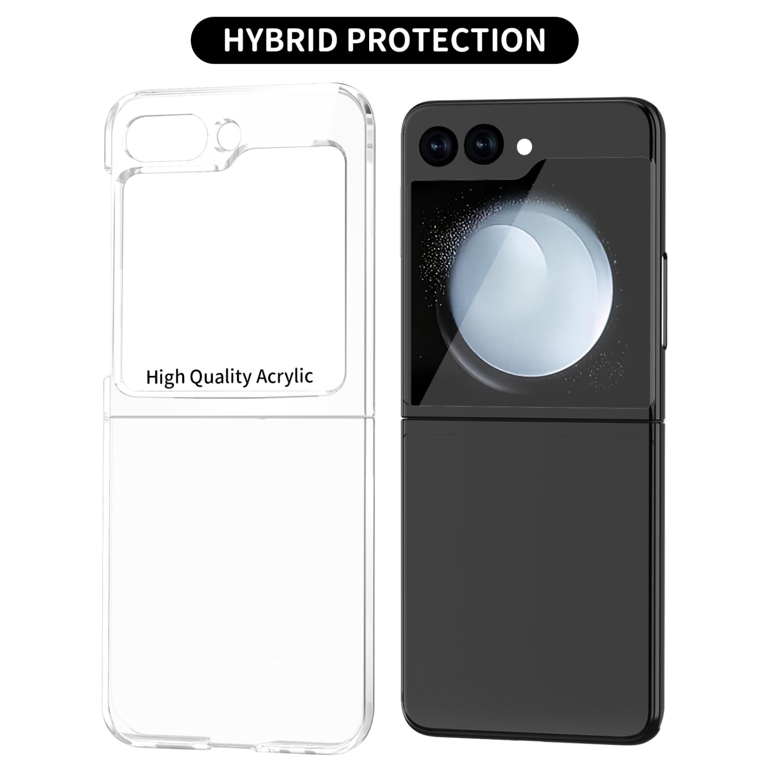 Samsung Galaxy Z Flip 5 Case Crystal Clear Anti-Yellowing Shock-Absorption Scratch Resistant Premium Acrylic Full Protective Case for Samsung Galaxy