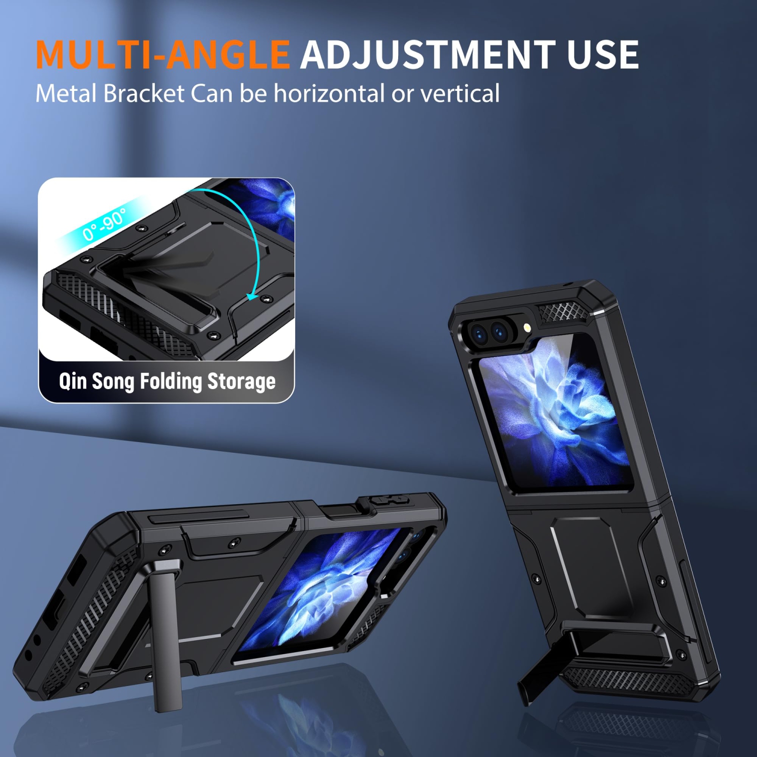 Case for Samsung Galaxy Z Flip 5, Durable Dual-Layer TPU + PC Military Grade Shockproof Protective Phone Case with Kickstand for Samsung Galaxy Z