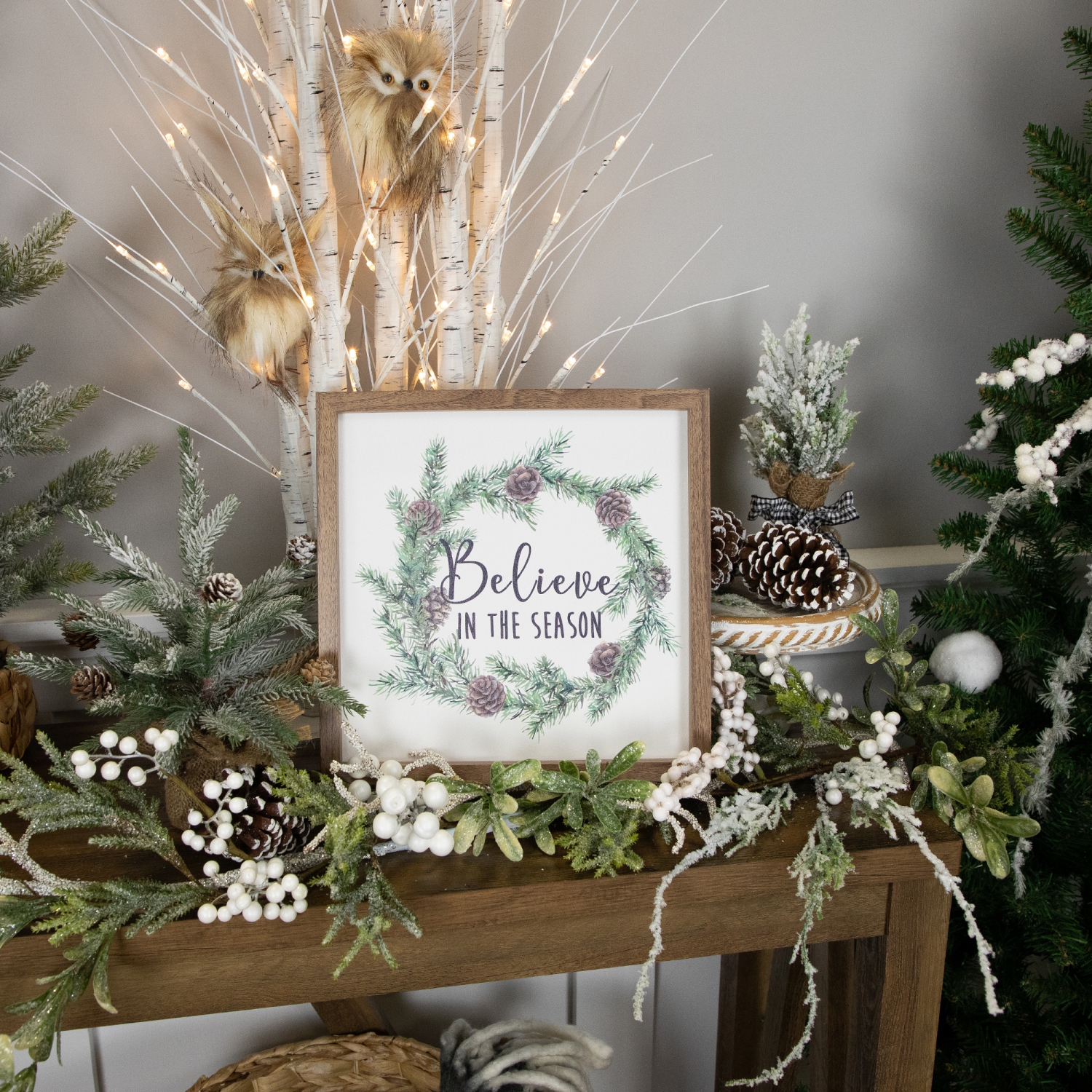 Affiche murale de Noël en bois « Believe in the Season » - 11,75 po