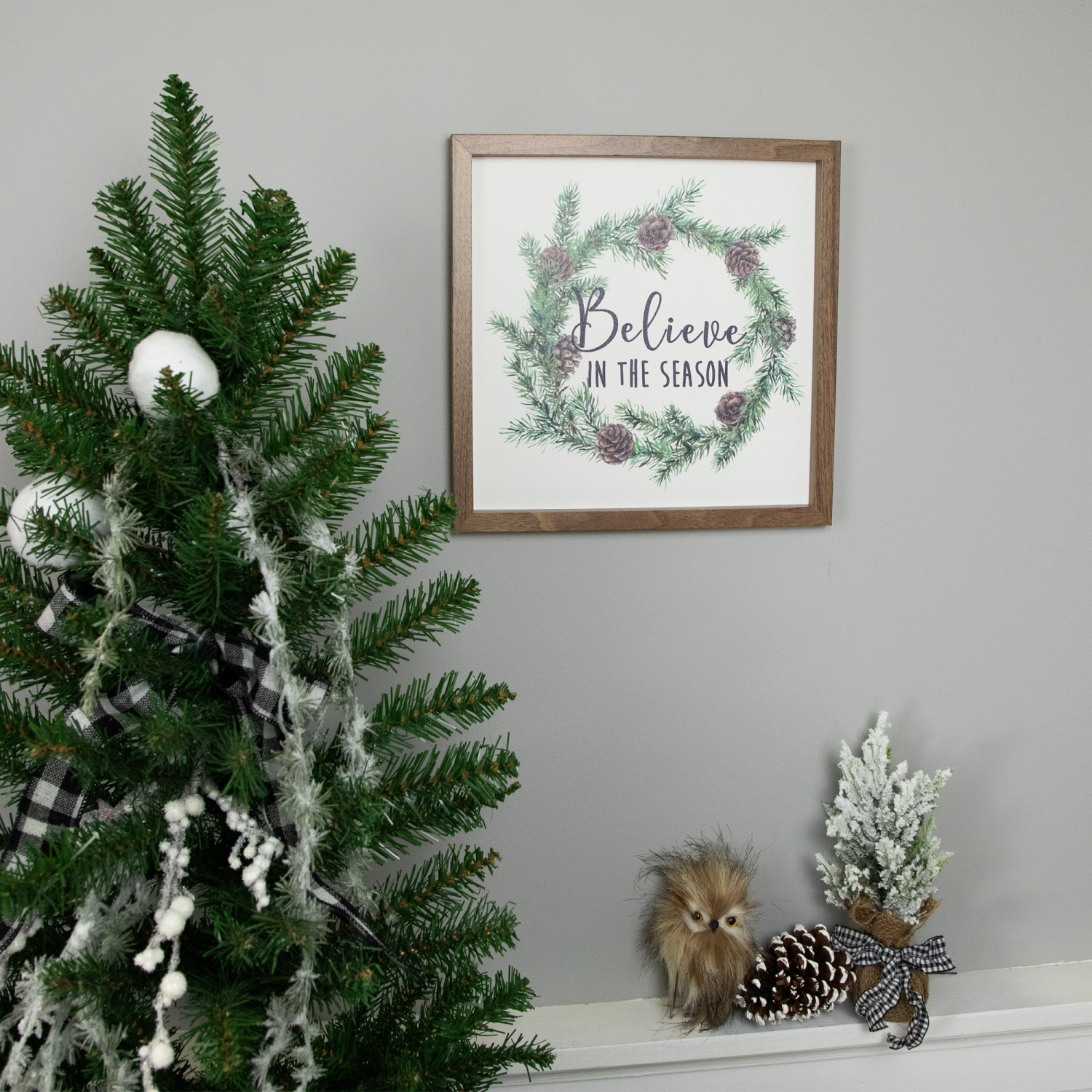 Affiche murale de Noël en bois « Believe in the Season » - 11,75 po