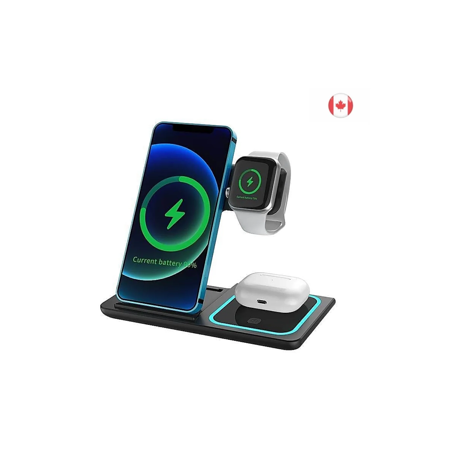 Wireless Charging Station, 3 In 1 Foldable Wireless Charger Stand, Fast Wireless Charging Dock For iPhone
