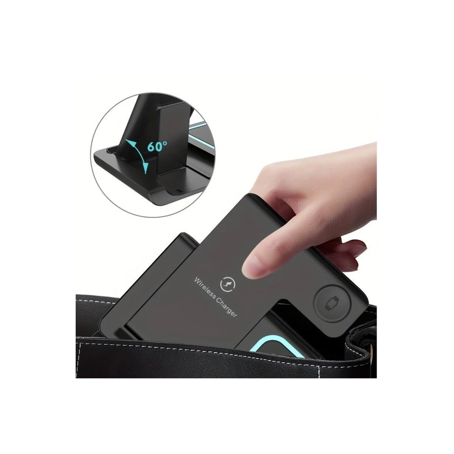 Chargeur sans fil 3-en-1, station de recharge pliable pour iPhone 17/16/15/14/13/12/11 Apple Watch et AirPods | Station de recharge rapide de 15 watts