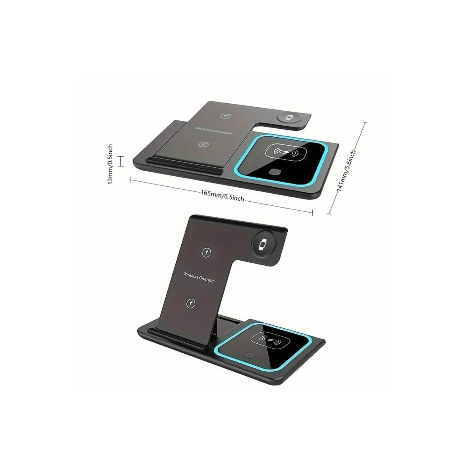 Chargeur sans fil 3-en-1, station de recharge pliable pour iPhone 17/16/15/14/13/12/11 Apple Watch et AirPods | Station de recharge rapide de 15 watts