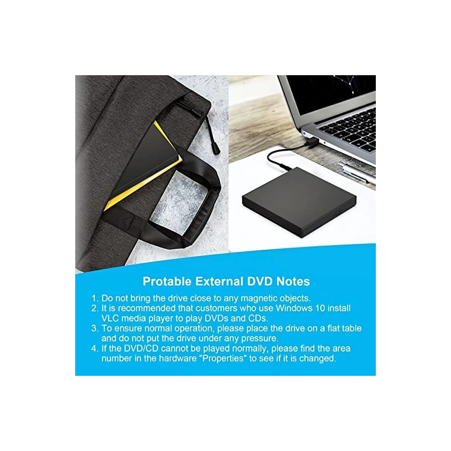 Lecteur de CD et DVD externe mince USB 2,0 : Graveur de CD-RW & DVD-RW portable pour ordinateur portable, ordinateur de bureau - transfert de données