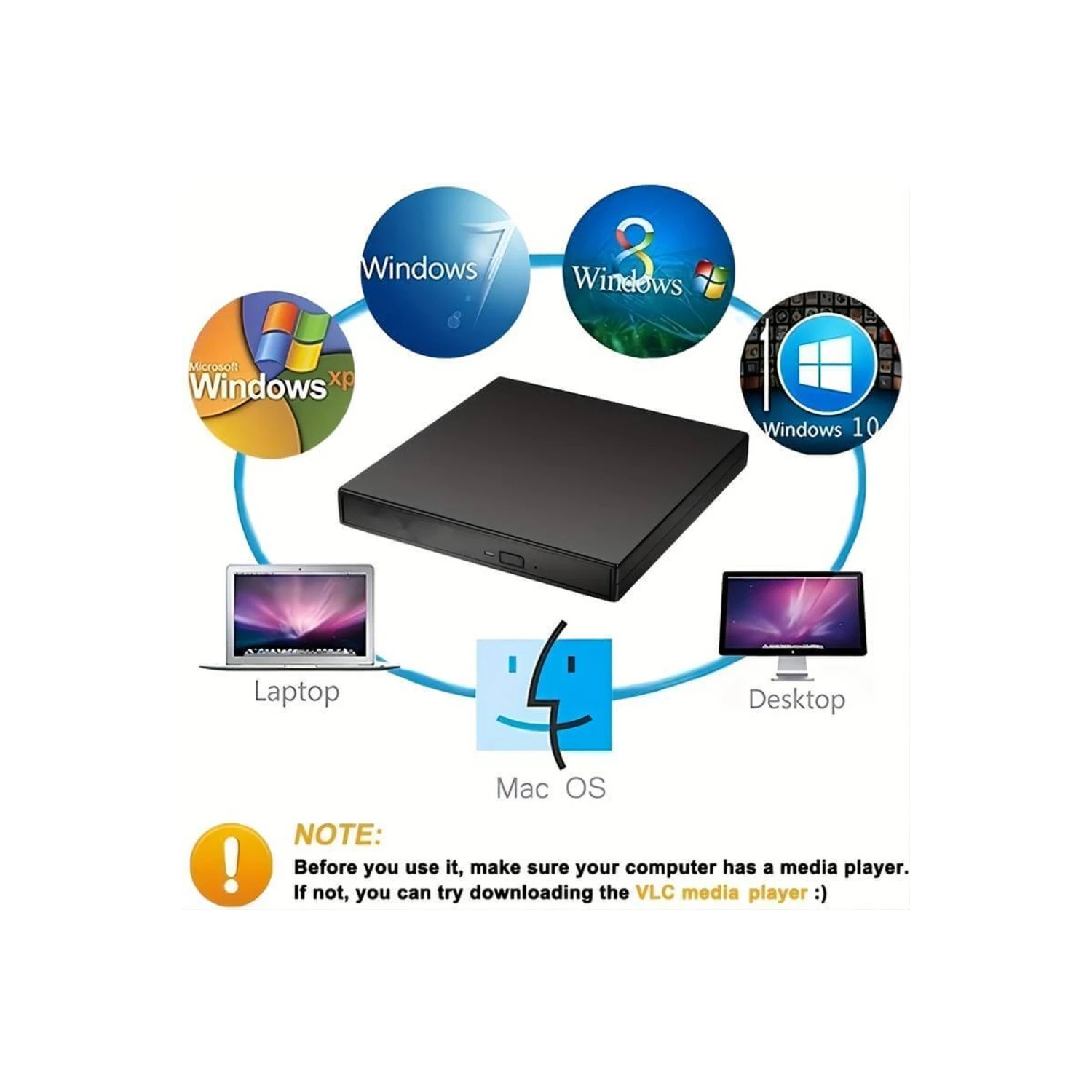 Lecteur de CD et DVD externe mince USB 2,0 : Graveur de CD-RW & DVD-RW portable pour ordinateur portable, ordinateur de bureau - transfert de données