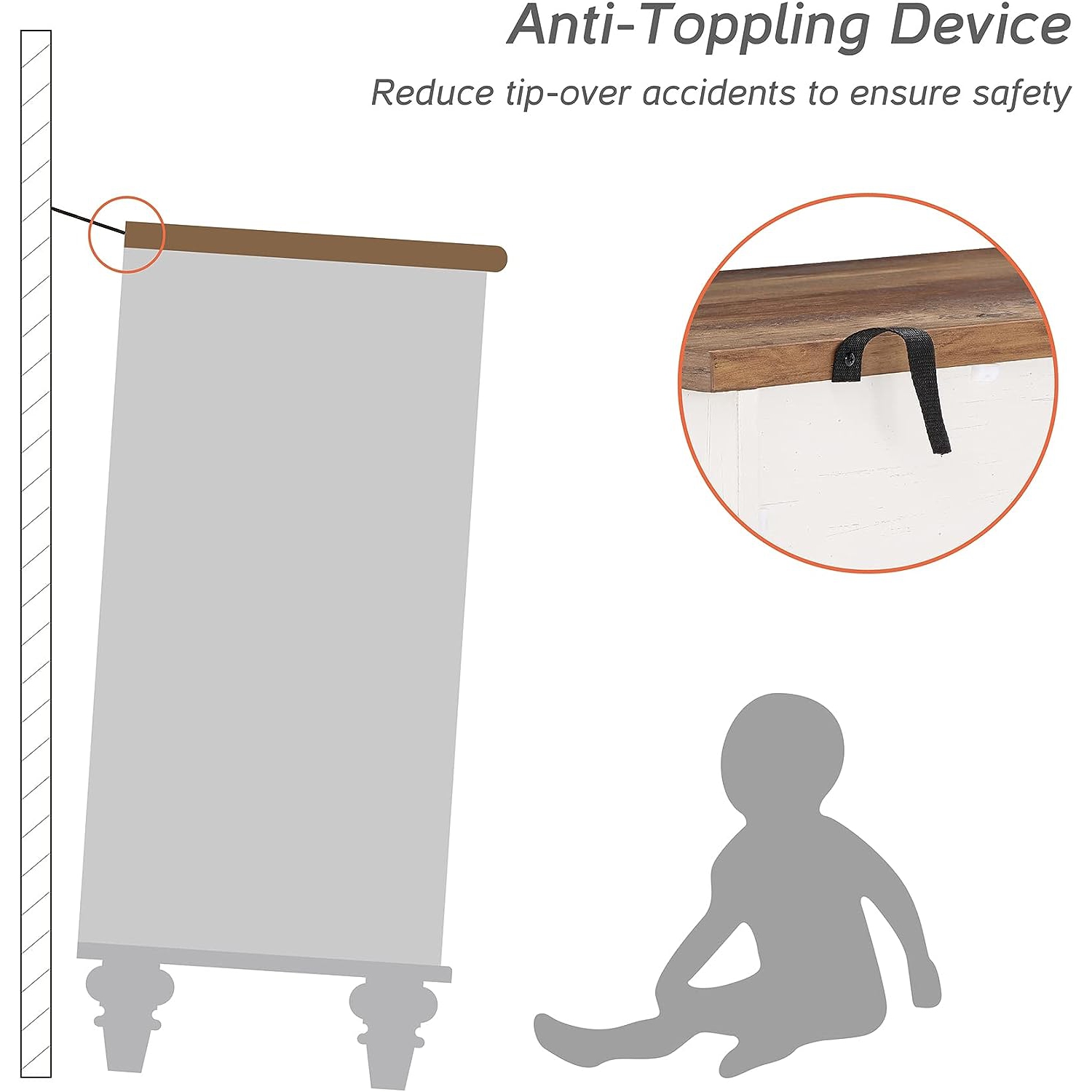 Meuble pour téléviseur de milieu de siècle de WAMPAT pour téléviseurs de 43 po, commodes modernes avec 3 commode pour chambre de salon