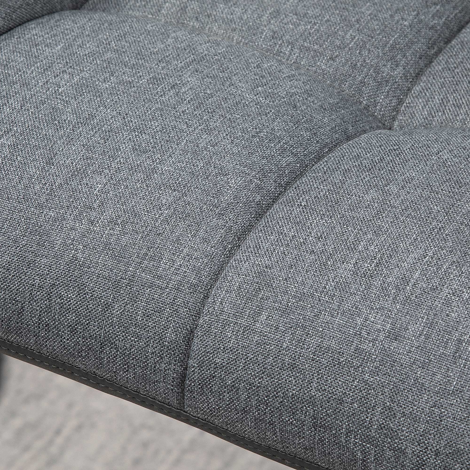 HOMCOM Adjustable Bar Stools Set of 2, Swivel Tufted Linen Fabric Barstools with Footrest and Armrests, Bar Chairs for Kitchen Counter and Dining