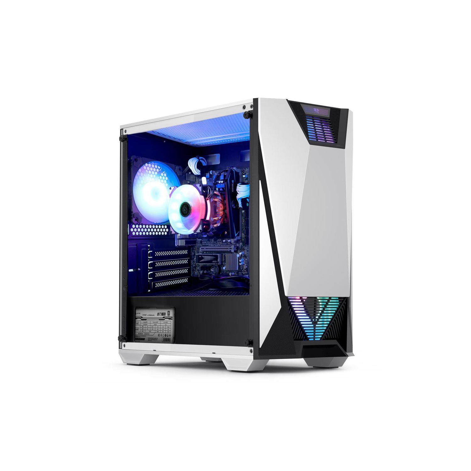 Hoengager Poseidon Gaming Desktop - Intel Core i5-12600K 10-Core 3.7GHz- 32GB DDR4 3200MHz - 500GB M.2 NVMe SSD- WIFI -RGB Fans - Windows 11 Pro Desktop Computer-White