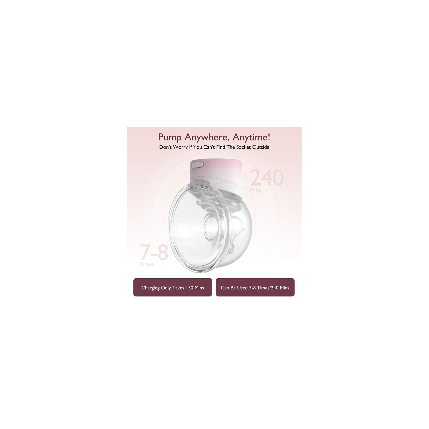 Tire-lait mains libres MomCozy S12 Pinky Pro, tire-lait électrique portable, 3 modes et 9 niveaux, écran intelligent, 24&nbsp;mm