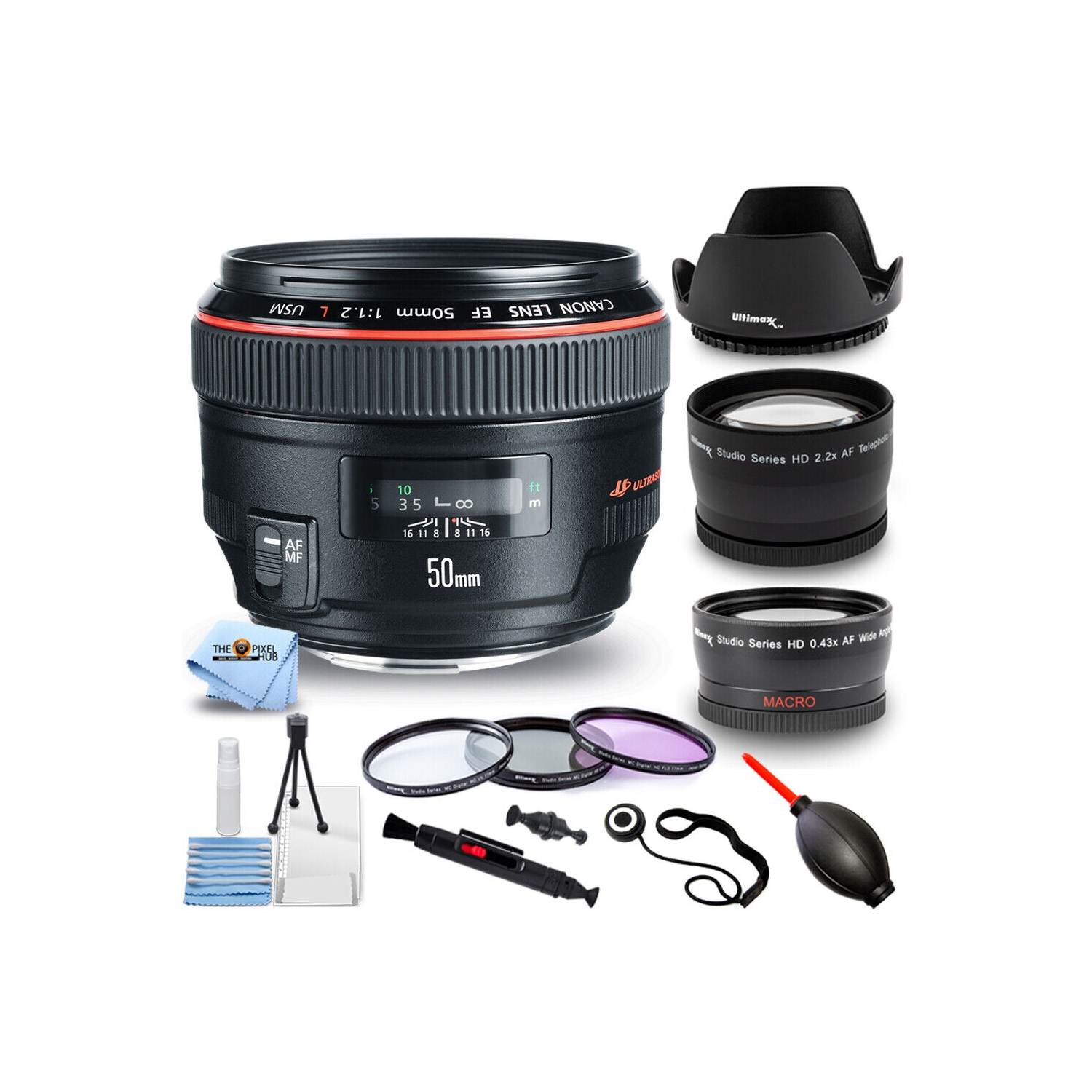 Canon EF 50mm f/1.2L USM Lens 1257B002 - 10PC Accessory Bundle