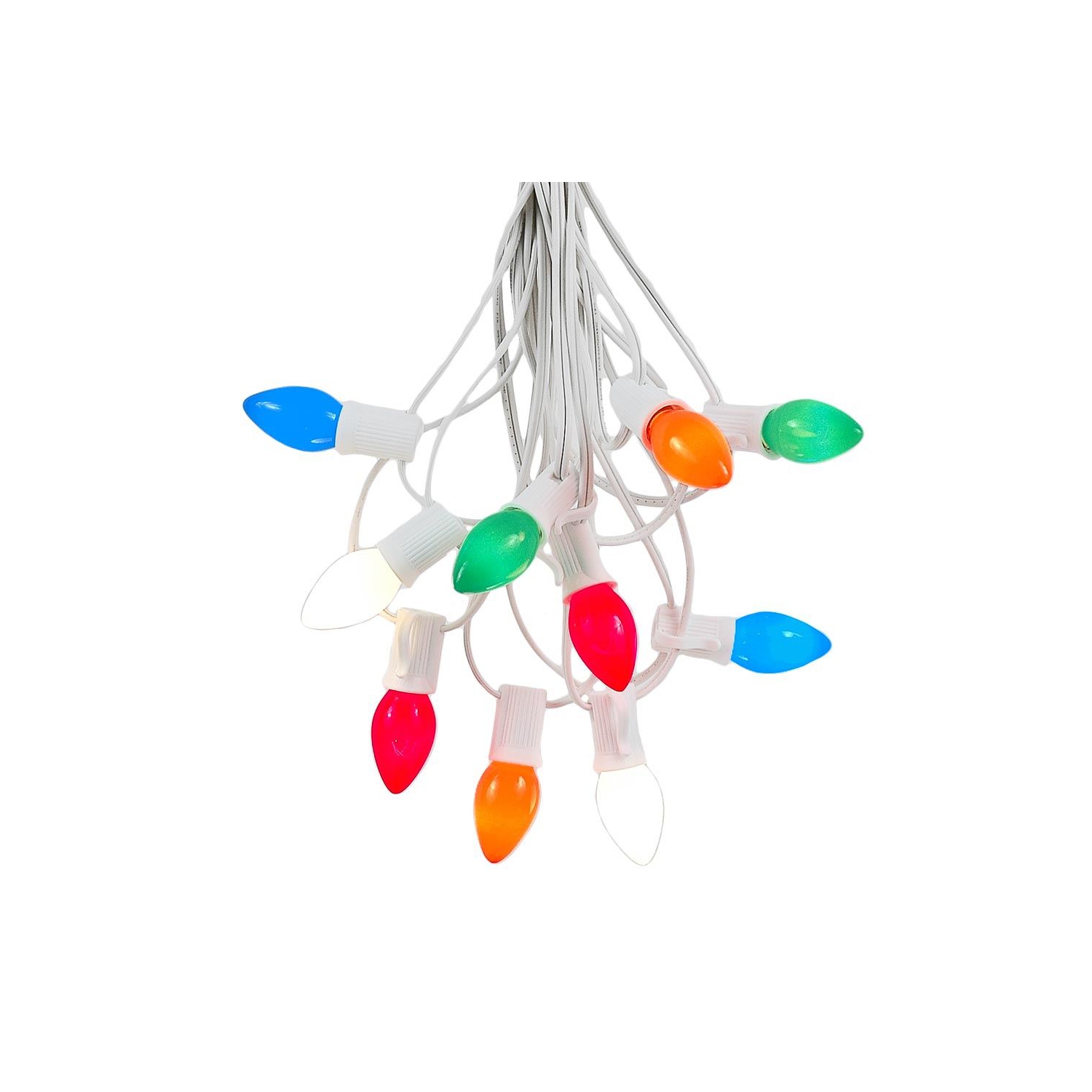 Novelty Lights C7 Ceramic Christmas Lights Set - Indoor/Outdoor Christmas Light String – Opaque Christmas Bulbs – Outdoor String Lights - White Wire