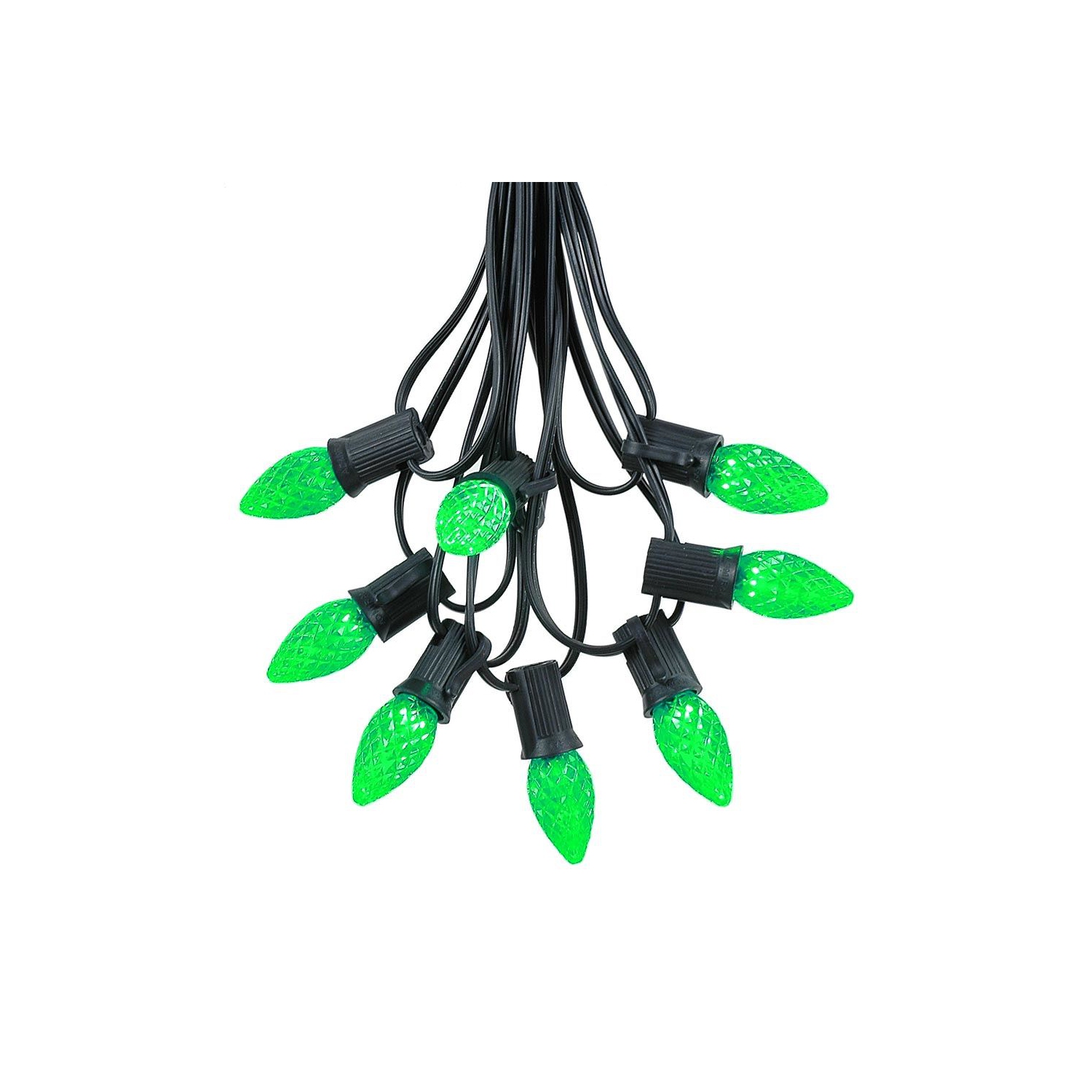 Novelty Lights 25 Foot C7 LED Outdoor Lighting Patio Christmas String Lights, Black Wire, 25 Bulbs