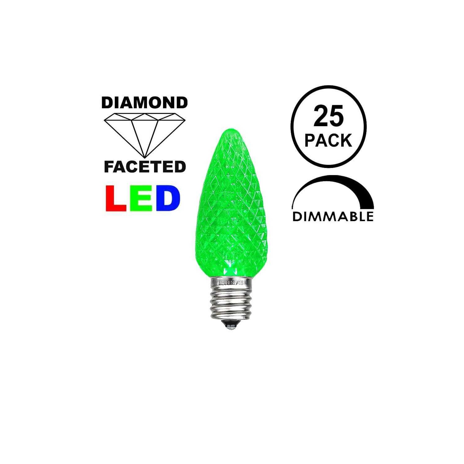 Novelty Lights 25 Foot C7 LED Outdoor Lighting Patio Christmas String Lights, Black Wire, 25 Bulbs