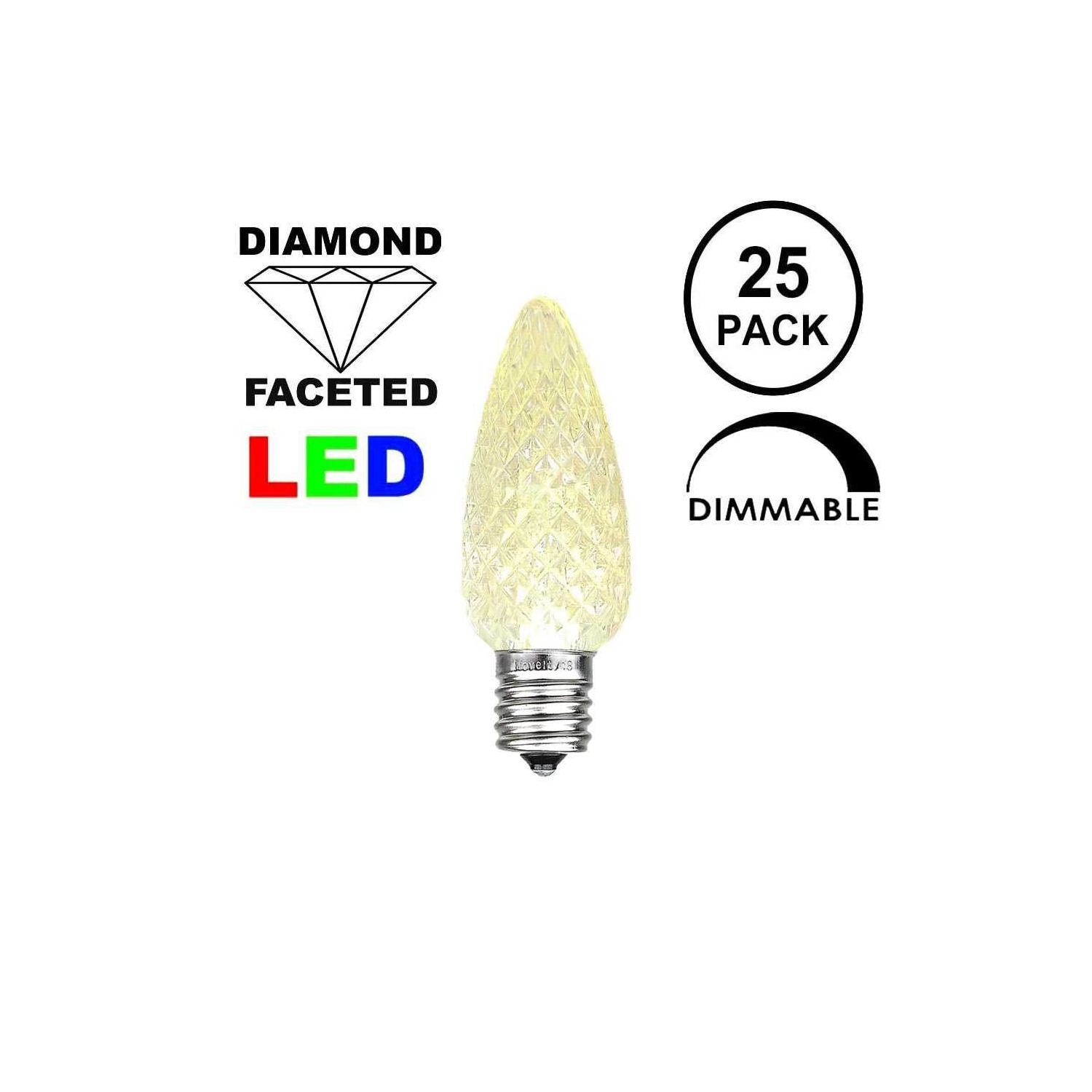 Novelty Lights 25 Foot C7 LED Outdoor Lighting Patio Christmas String Lights, Black Wire, 25 Bulbs