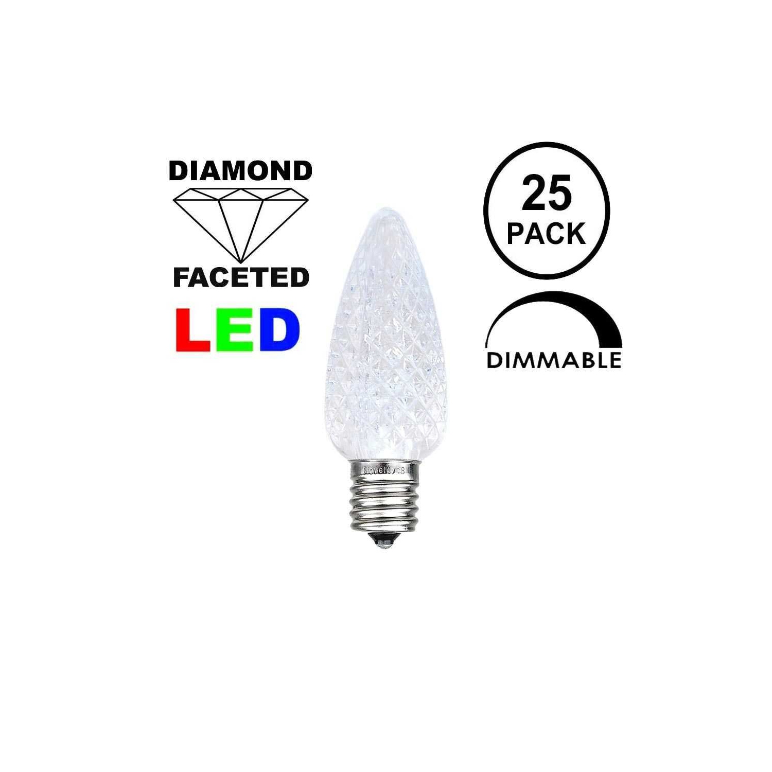 Novelty Lights 25 Foot C7 LED Outdoor Lighting Patio Christmas String Lights, Black Wire, 25 Bulbs