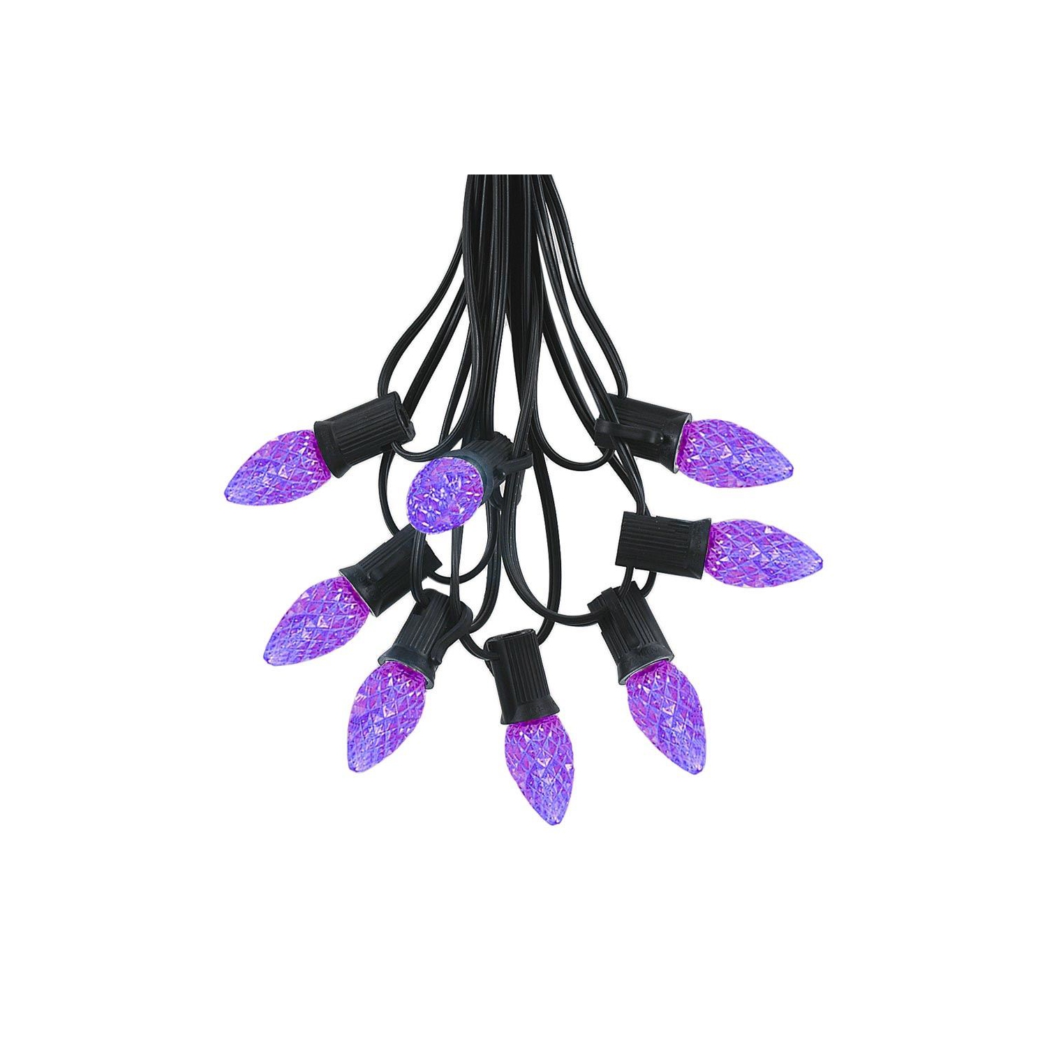 Novelty Lights 25 Foot C7 LED Outdoor Lighting Patio Christmas String Lights, Black Wire, 25 Bulbs