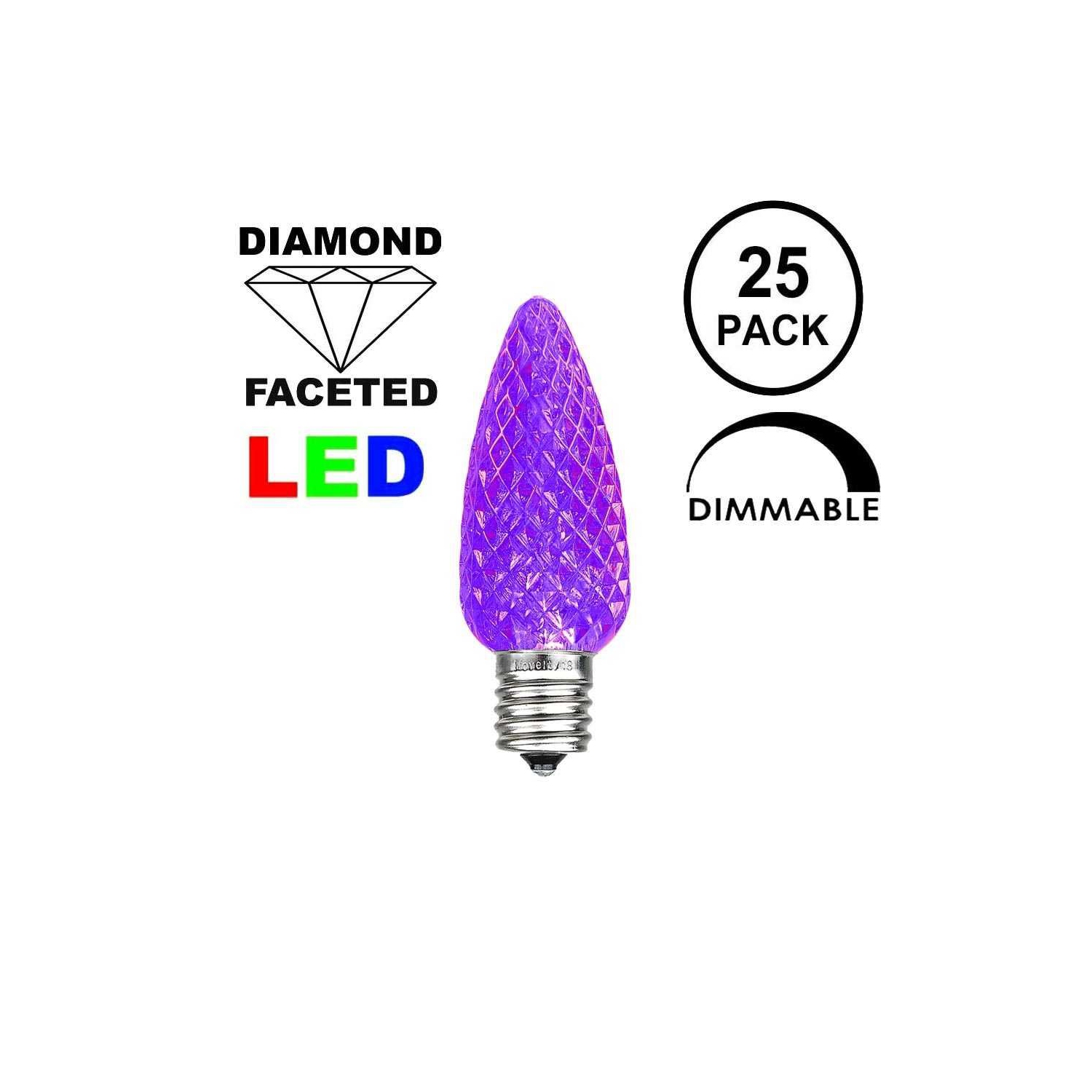 Novelty Lights 25 Foot C7 LED Outdoor Lighting Patio Christmas String Lights, Black Wire, 25 Bulbs