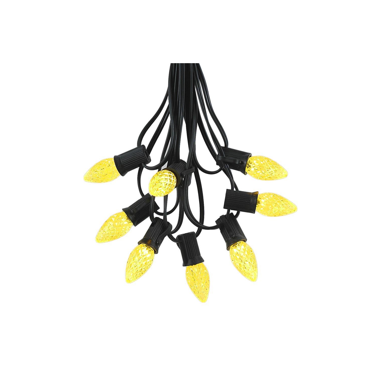 Novelty Lights 25 Foot C7 LED Outdoor Lighting Patio Christmas String Lights, Black Wire, 25 Bulbs