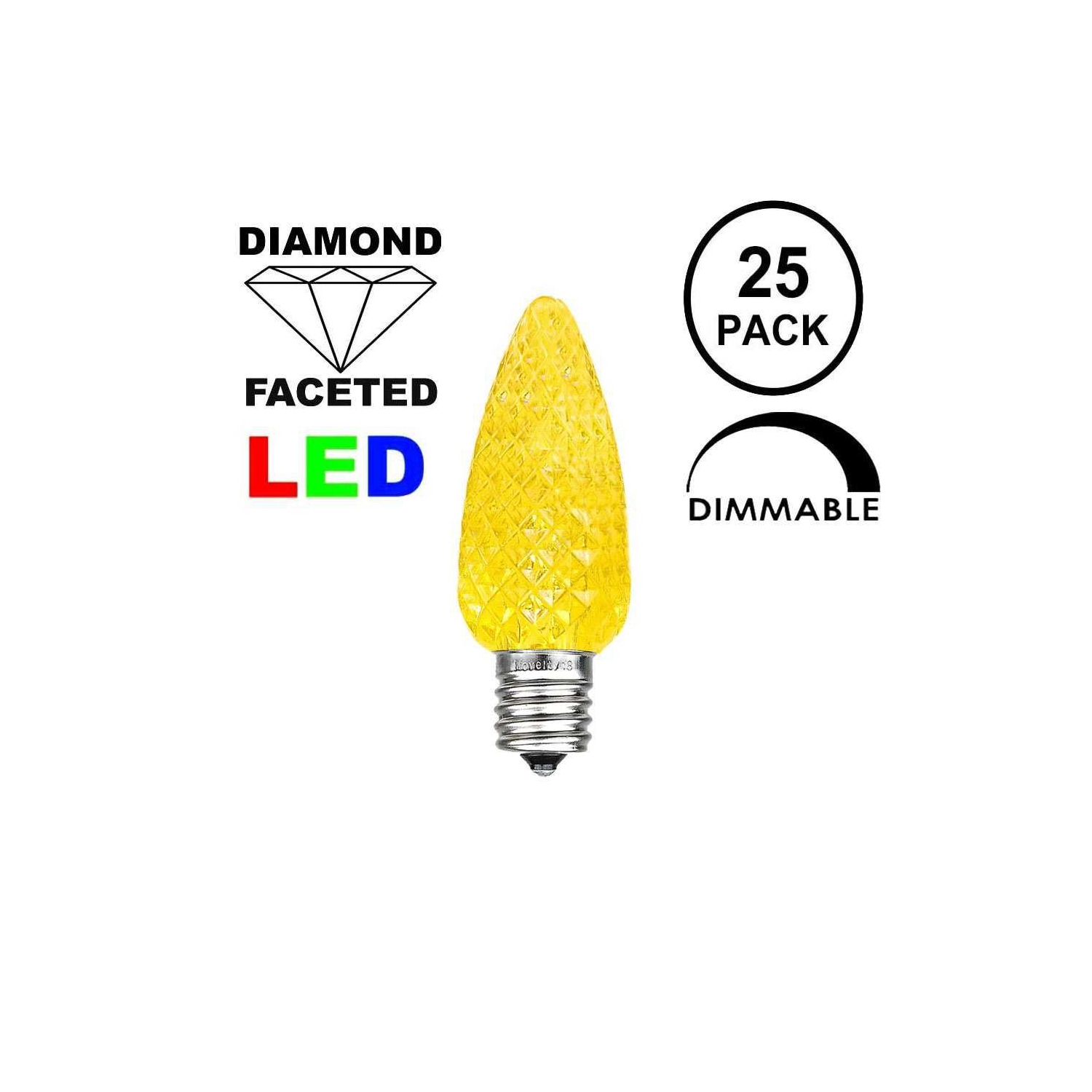 Novelty Lights 25 Foot C7 LED Outdoor Lighting Patio Christmas String Lights, Black Wire, 25 Bulbs