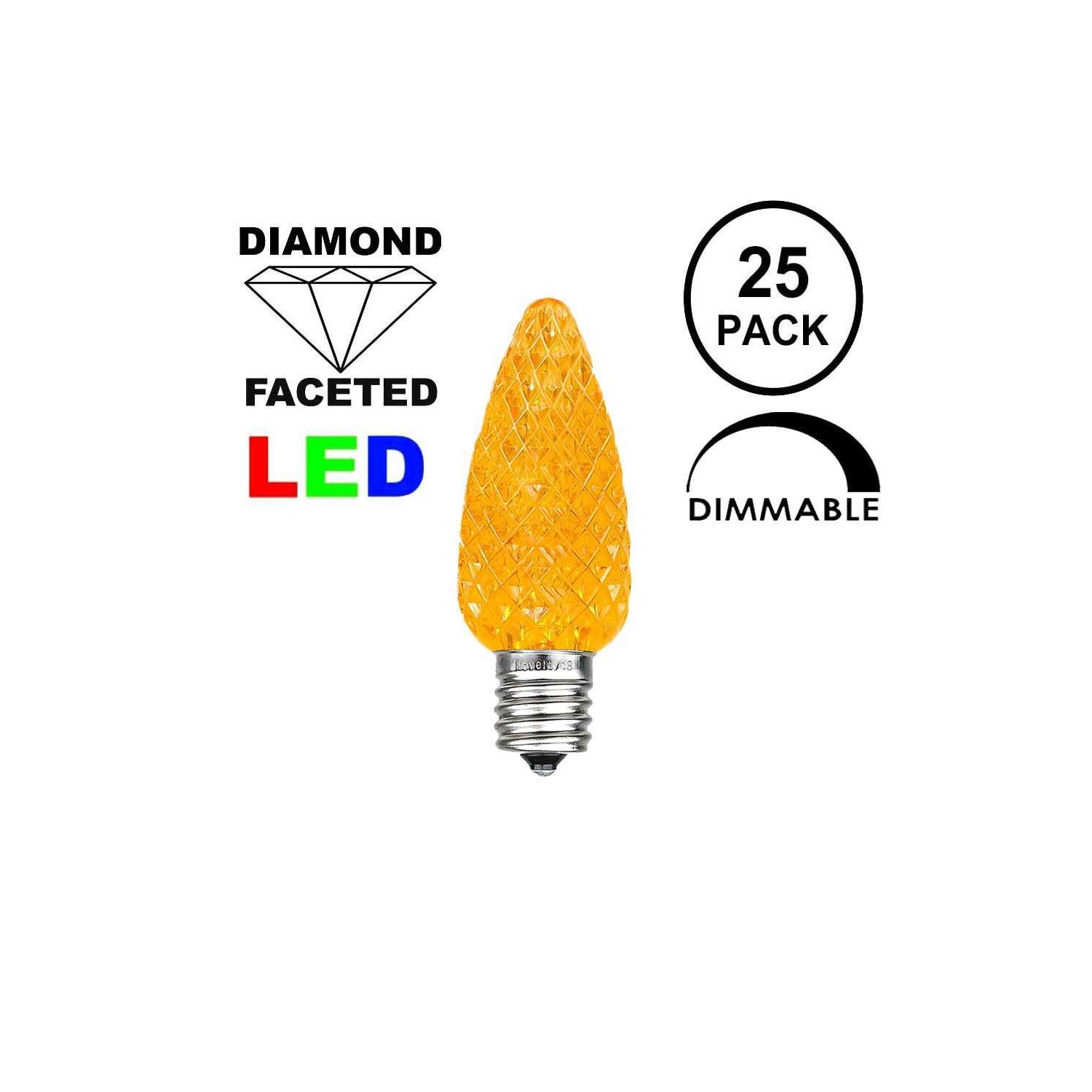 Novelty Lights 25 Foot C7 LED Outdoor Lighting Patio Christmas String Lights, Black Wire, 25 Bulbs