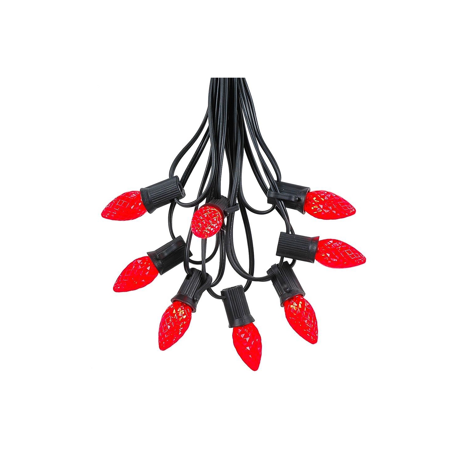 Novelty Lights 25 Foot C7 LED Outdoor Lighting Patio Christmas String Lights, Black Wire, 25 Bulbs