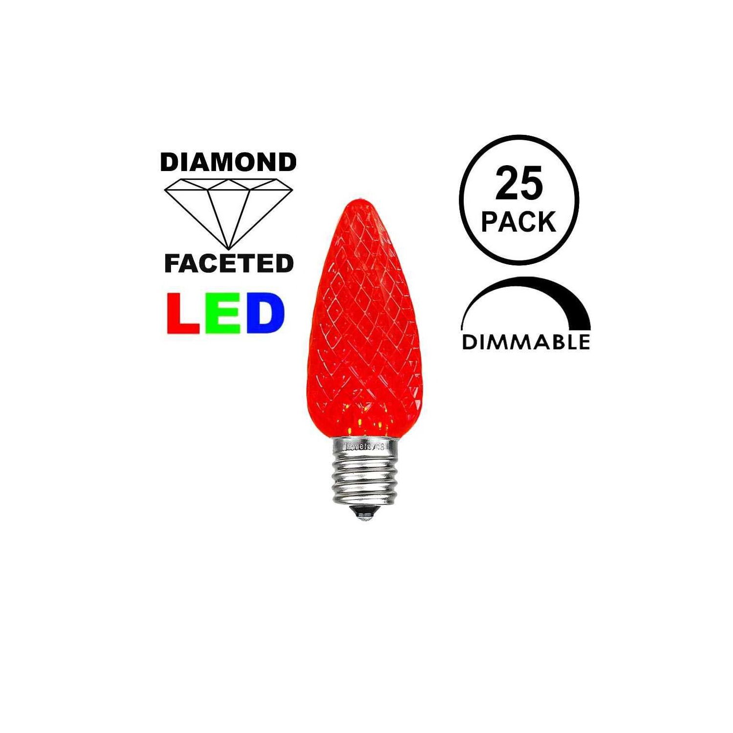 Novelty Lights 25 Foot C7 LED Outdoor Lighting Patio Christmas String Lights, Black Wire, 25 Bulbs