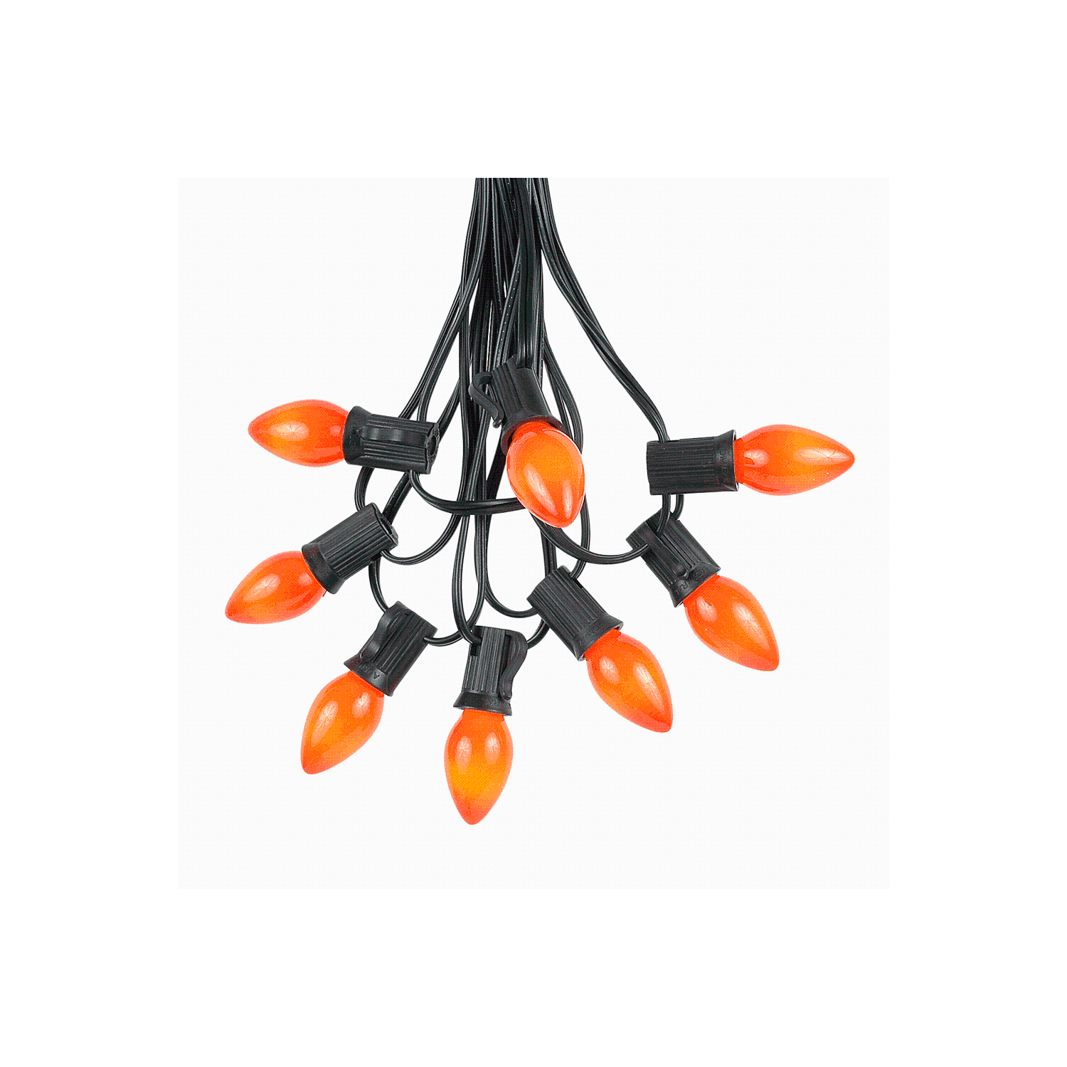 Novelty Lights C7 Ceramic Christmas Lights Set - Indoor/Outdoor Christmas Light String – Opaque Christmas Bulbs – Outdoor String Lights - Black Wire