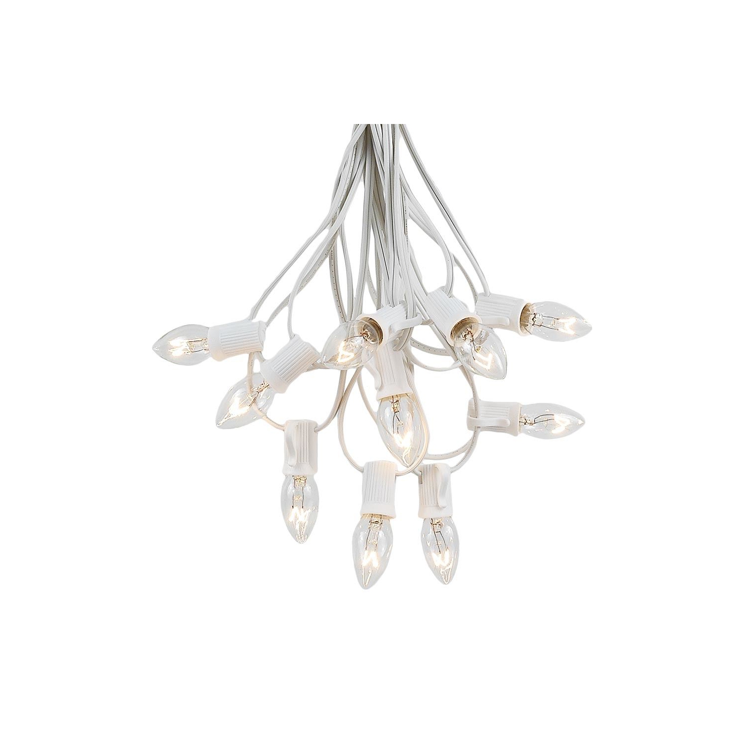 Novelty Lights C7 Twinkle Christmas Lights Set - Indoor/Outdoor Christmas Light String Hanging Christmas Lights - Outdoor Patio String Lights - White