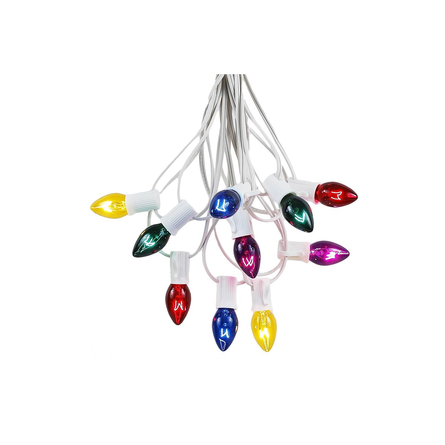 Novelty Lights C7 Twinkle Christmas Lights Set - Indoor/Outdoor Christmas Light String Hanging Christmas Lights - Outdoor Patio String Lights - White