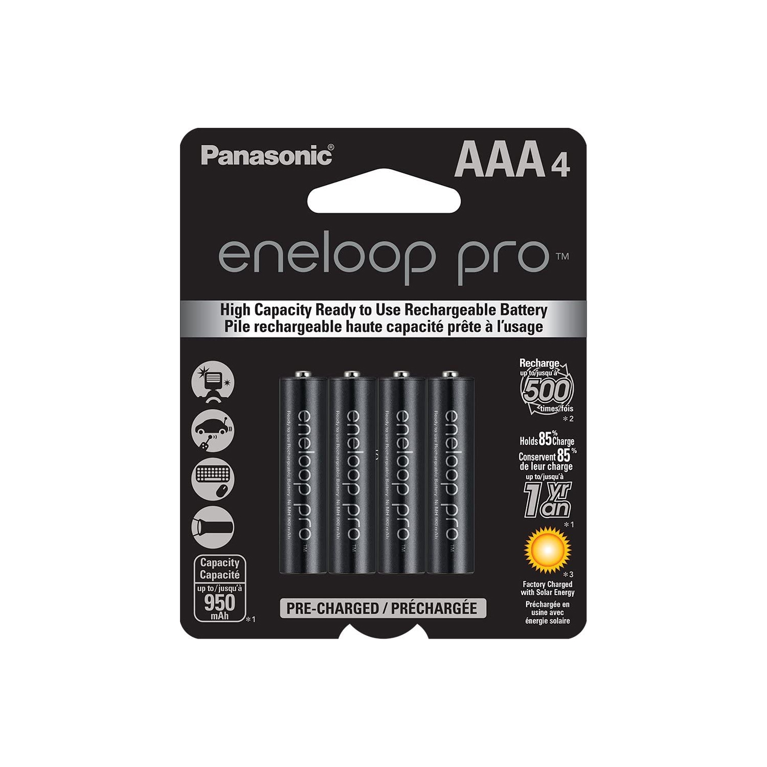AAA NiMH Panasonic Eneloop Pro Rechargeable Batteries (4 Card)