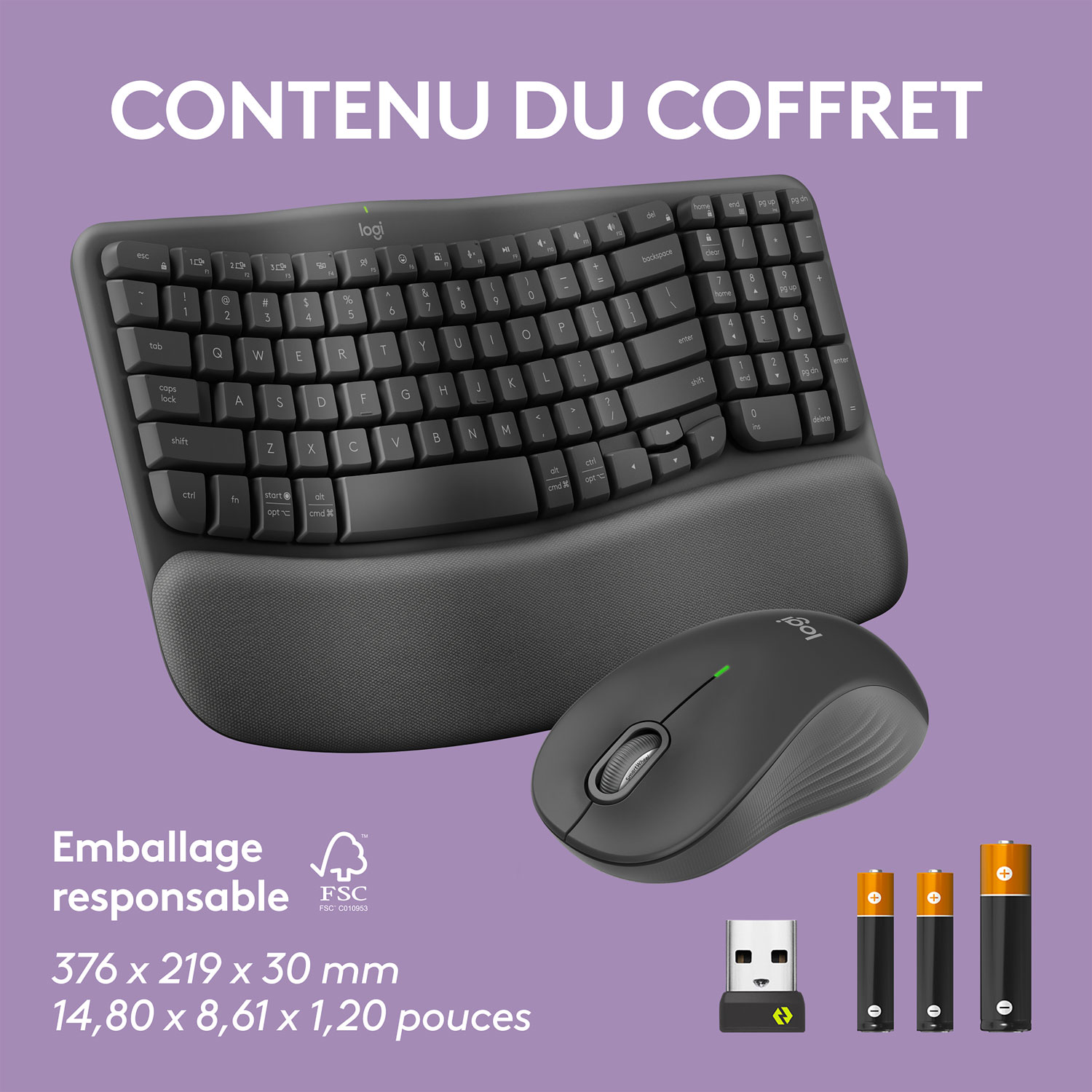 Logitech Wave Keys MK670 Wireless Optical Ergonomic Keyboard & Mouse Combo - Graphite