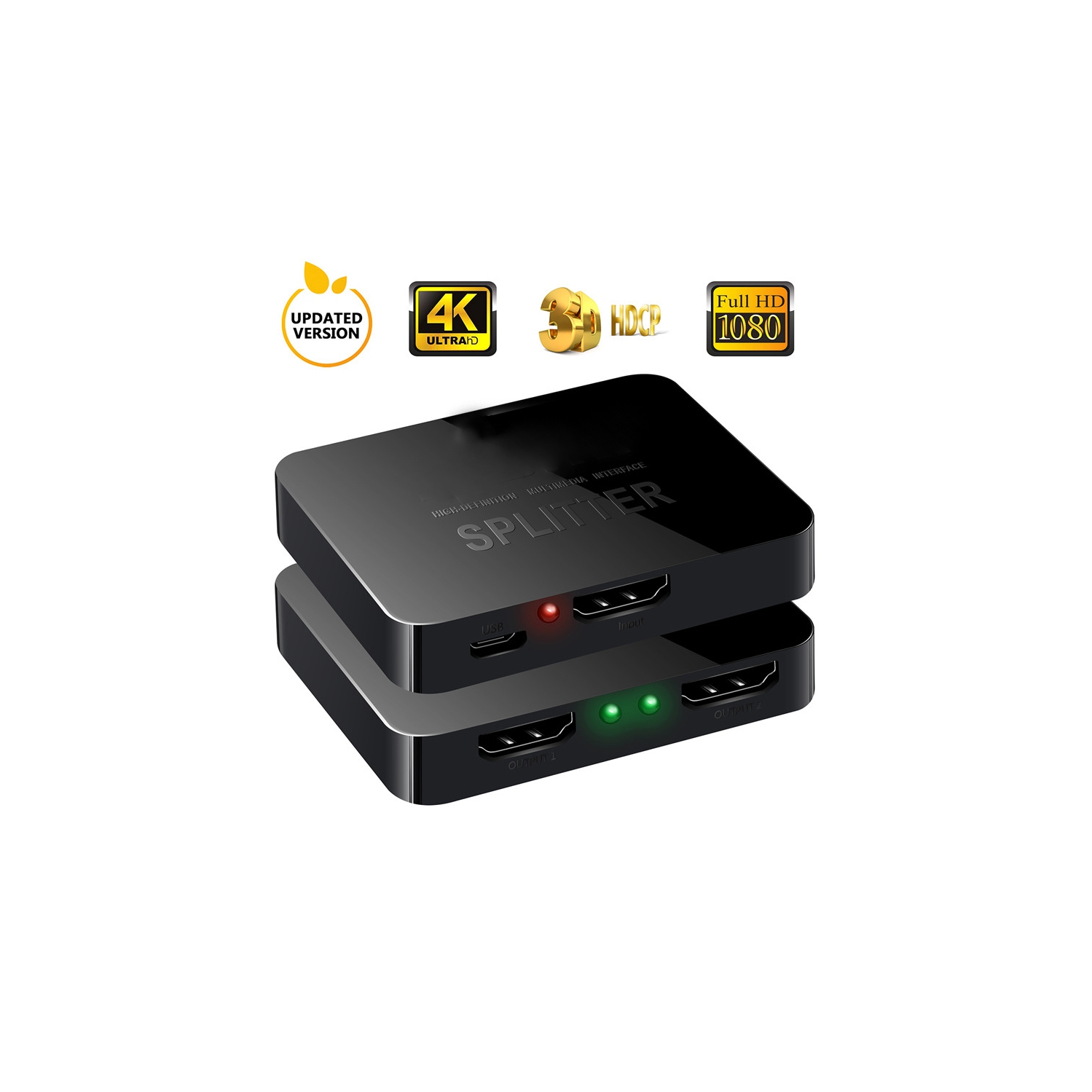 HDMI Splitter 1 in 2 Out 2 Way Port Video Splitter Distributor 4K HDMI Splitter for 4K TV DVD PS5 and more-FREE SHIPPING