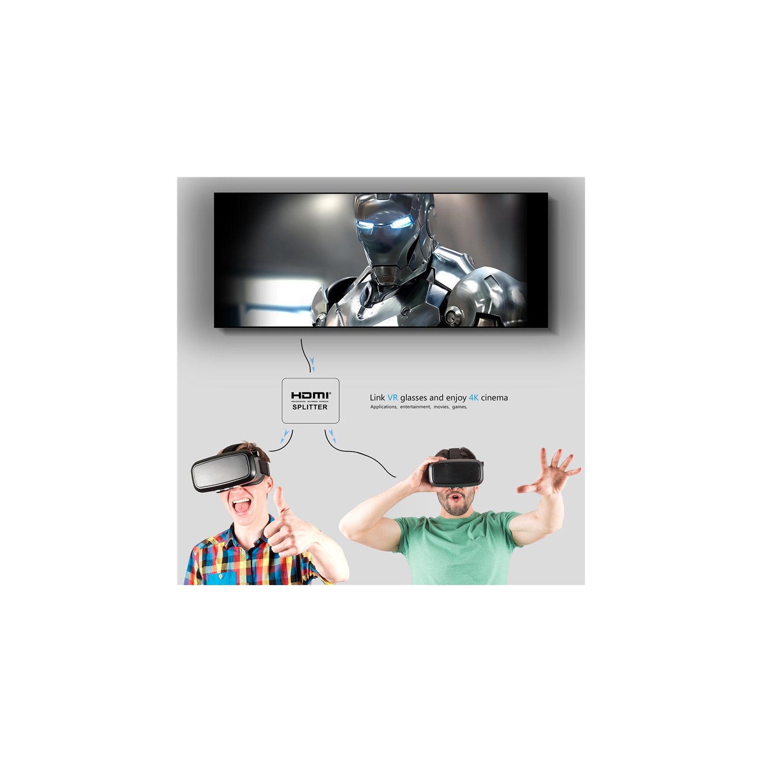 HDMI Splitter 1 in 2 Out 2 Way Port Video Splitter Distributor 4K HDMI Splitter for 4K TV DVD PS5 and more-FREE SHIPPING