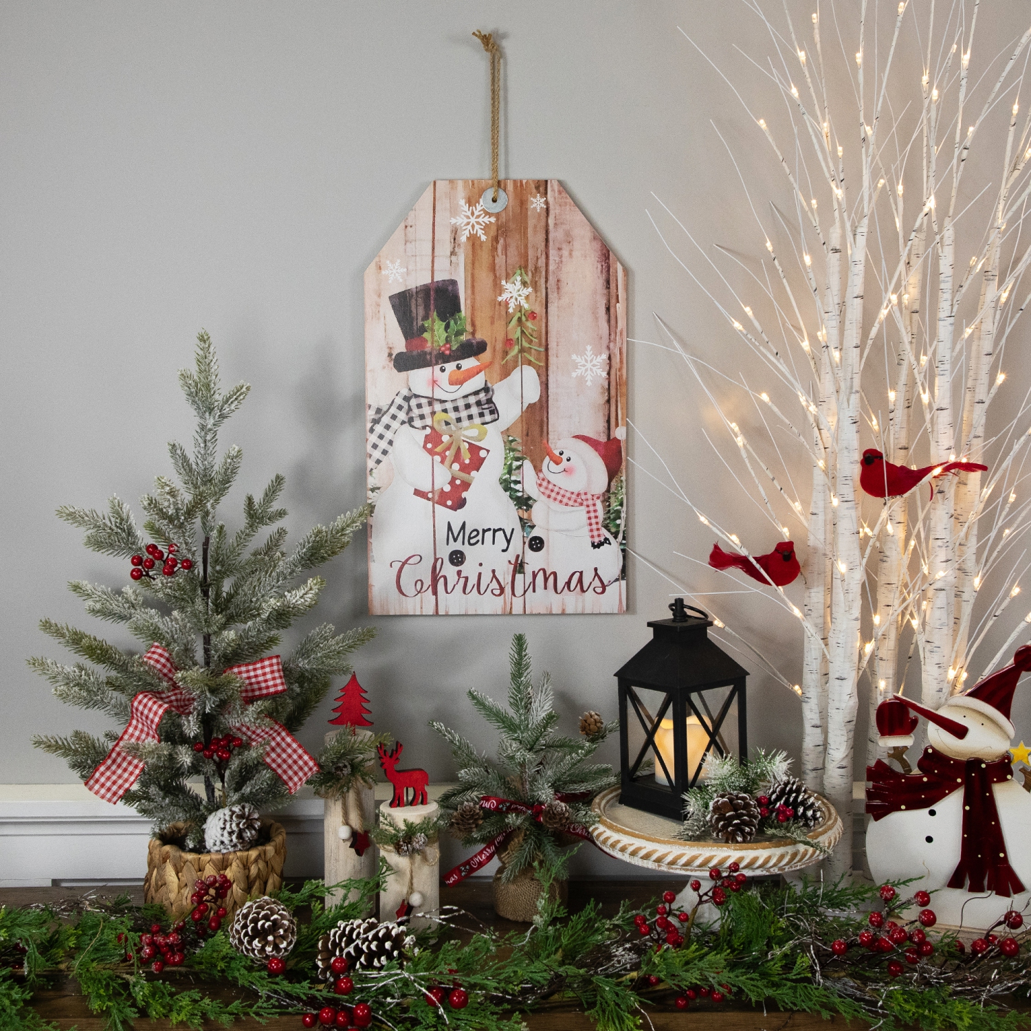 Affiche murale « Merry Christmas Tag », bonhomme de neige, 19,5 po