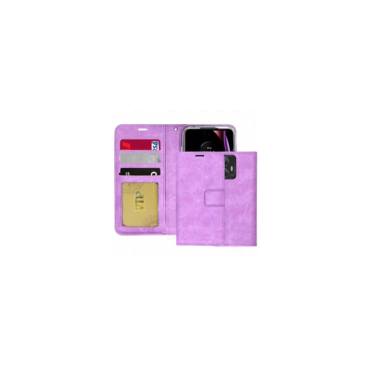 [CS] Motorola Moto G Stylus 5G 2023 Case, Magnetic Leather Folio Wallet Flip Case Cover with Card Slot, Purple