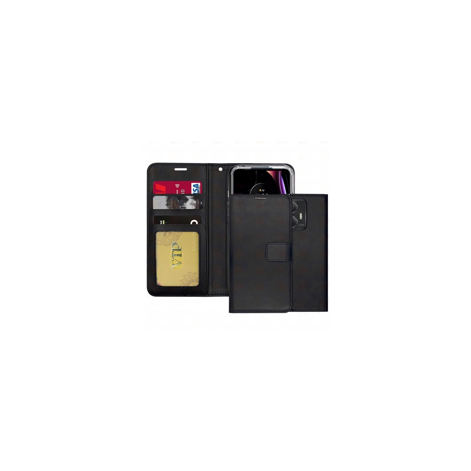 [CS] Motorola Moto G Stylus 5G 2023 Case, Magnetic Leather Folio Wallet Flip Case Cover with Card Slot, Black