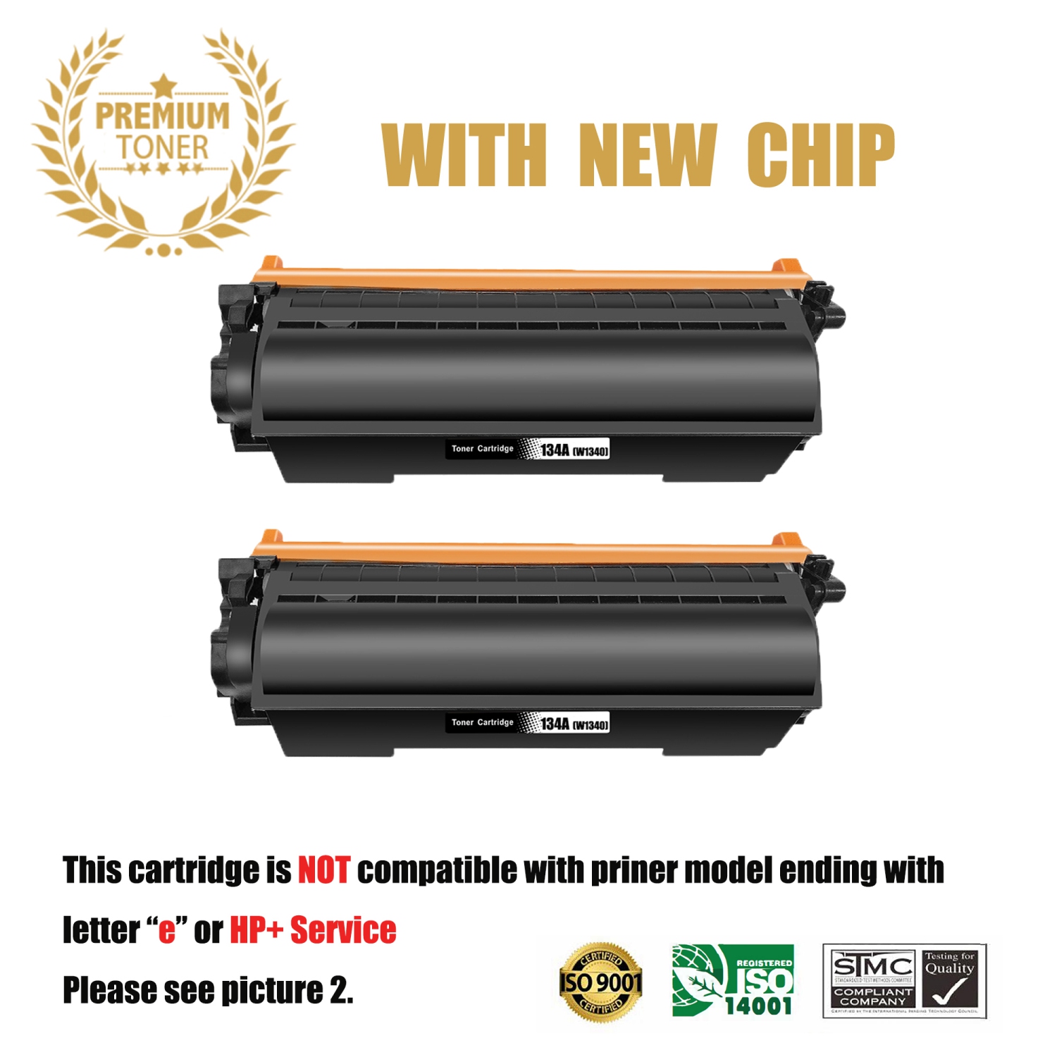 [With New Chip] 2PK Ultra Toner® Compatible Replacement for HP 134A Black Toner Cartridge - HP LaserJet M208 M209 M211 MFP M232 M233 M234 M236