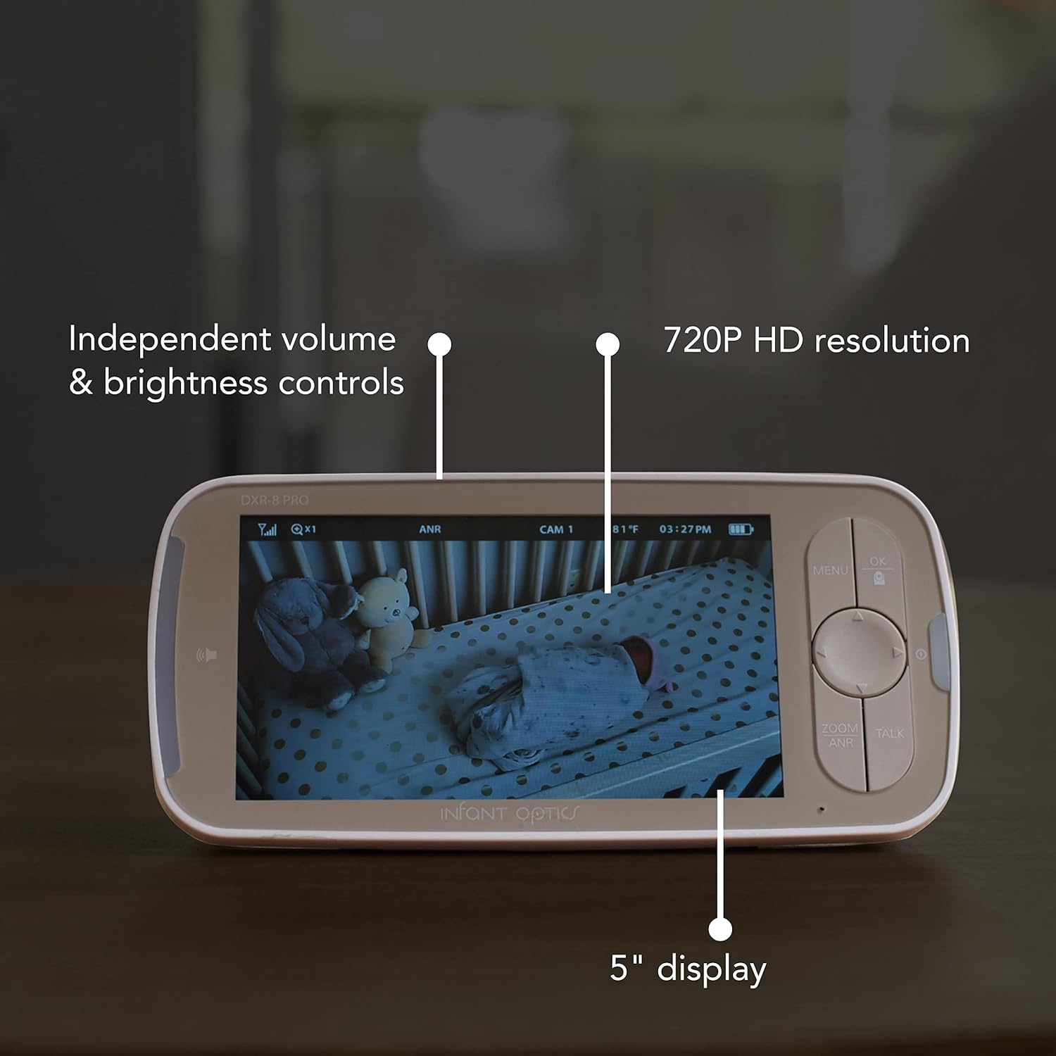 Infant Optics DXR-8 PRO Video Baby Monitor, 720P HD Resolution 5" Display