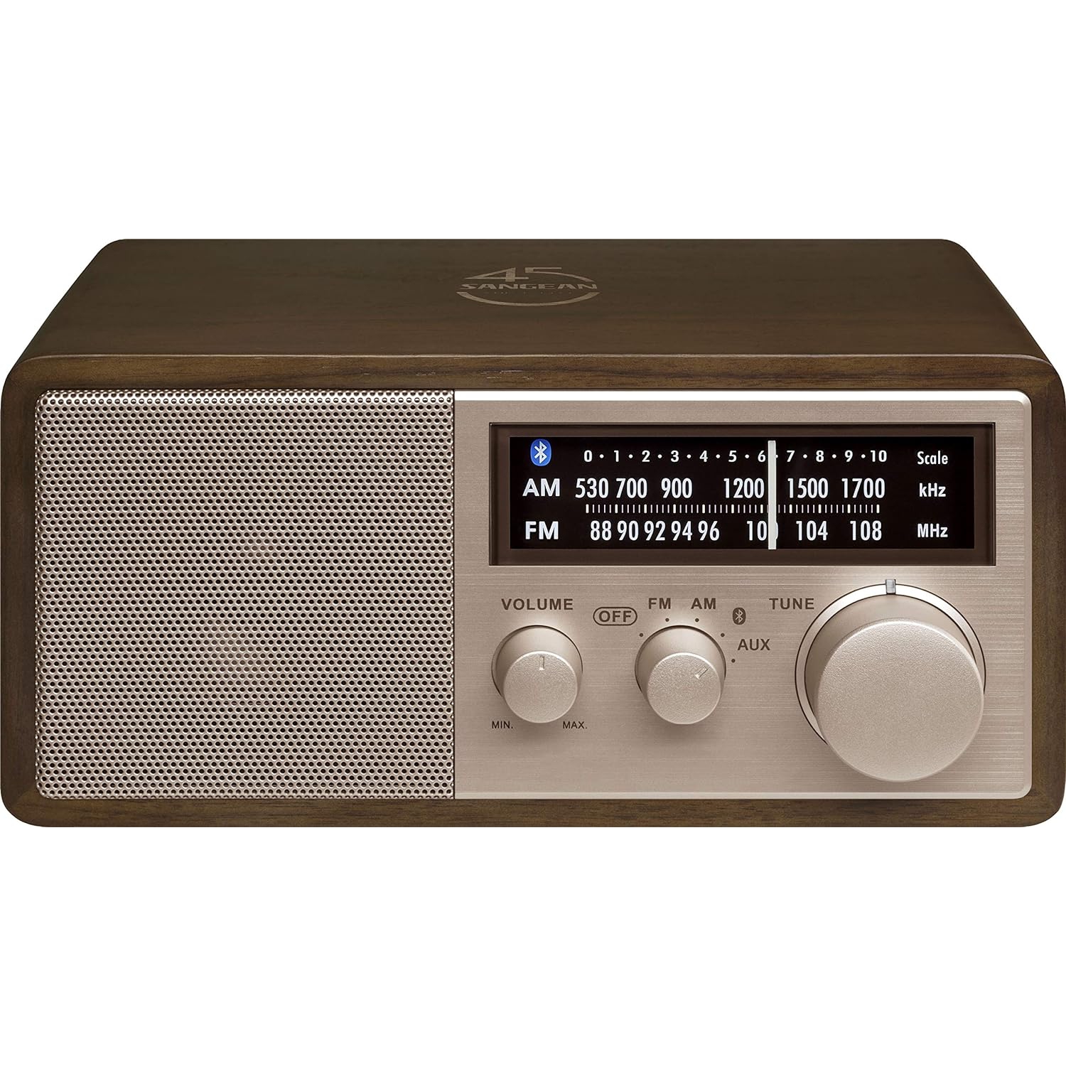 Sangean WR-16 45th Anniversary Special Edition AM/FM Wooden Cabinet Radio with Bluetooth, Rose Gold/Dark Walnut (WR-16SE)