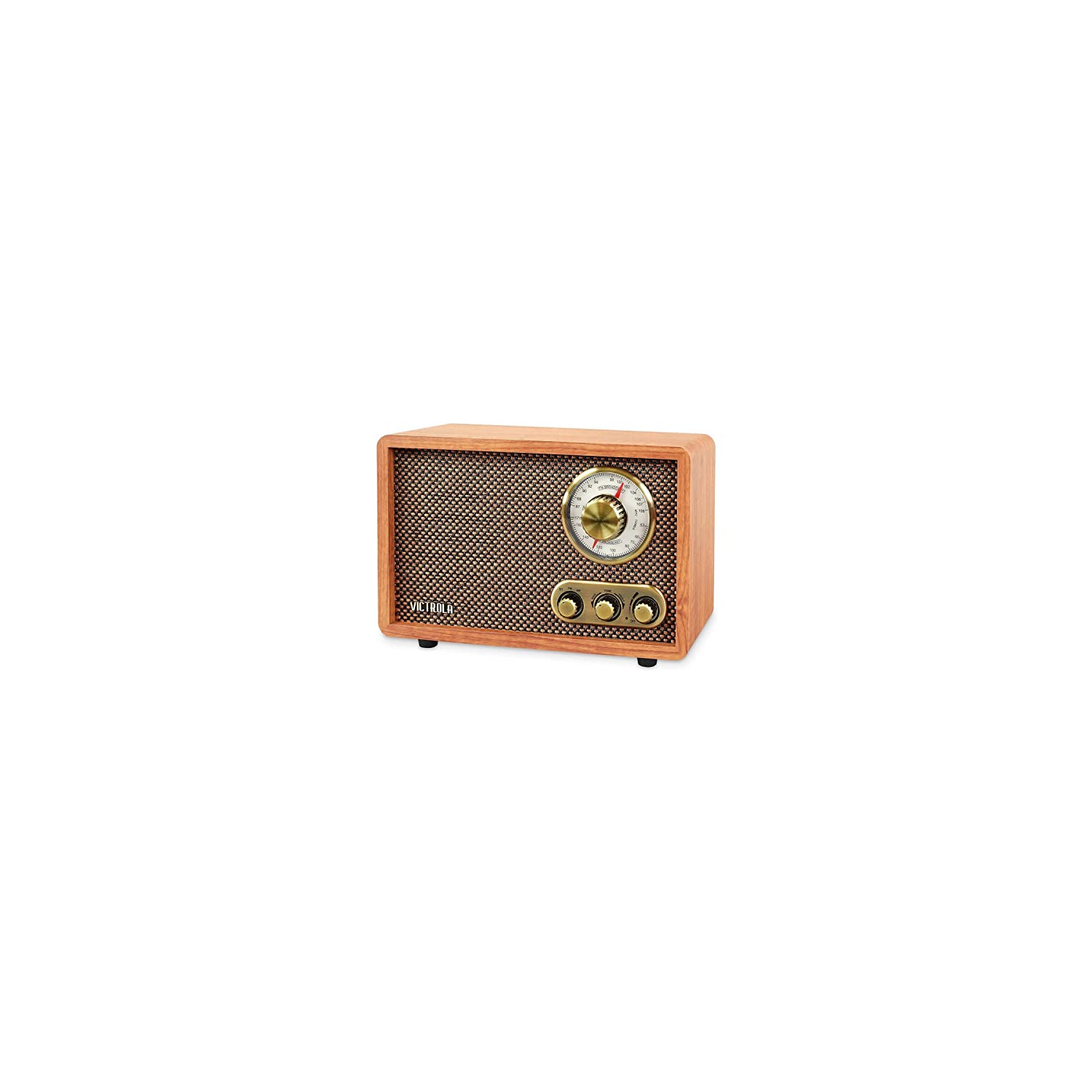 Retro Wood Bluetooth Radio with Built-in Speakers, Elegant & Vintage Design, Rotary AM/FM Tuning Dial, Wireless Streaming, Walnut