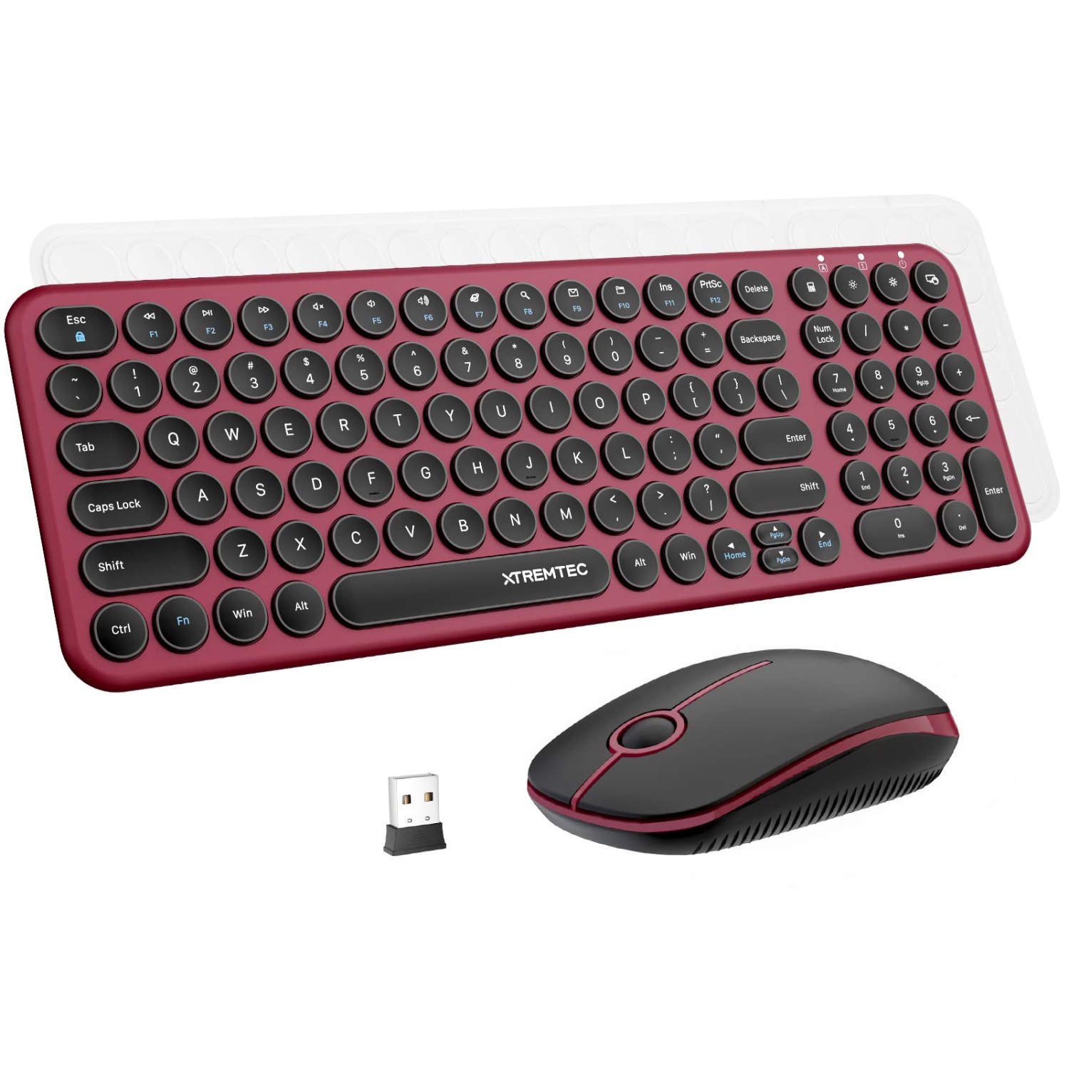 Wireless Keyboard and Mouse, Cute Keyboard Retro Round Keycap - 2.4GHz Ultra-Slim Quiet Aesthetic Keyboard for Mac Computer Laptop PC Desktops