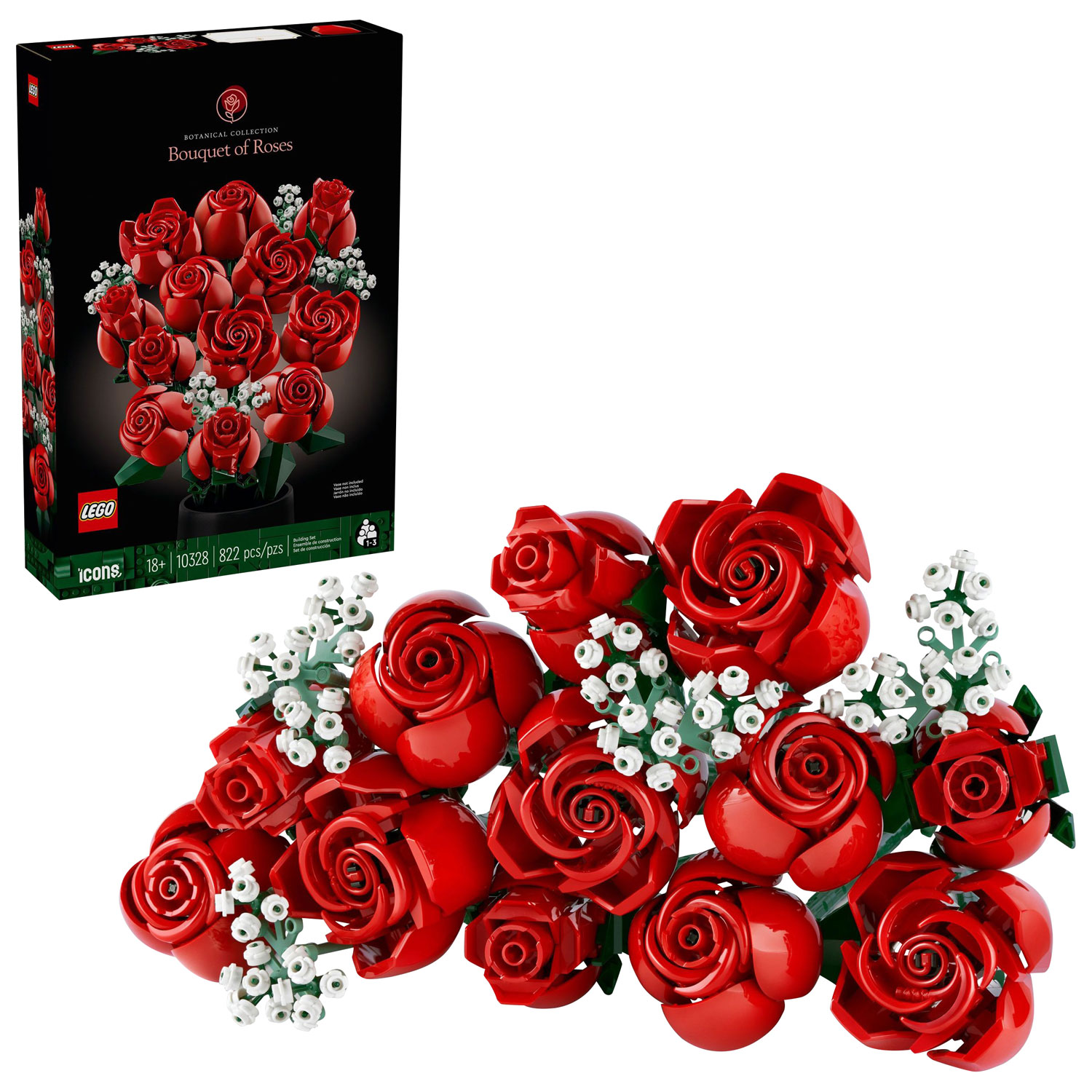 LEGO Flowers: Bouquet of Roses - 822 Pieces