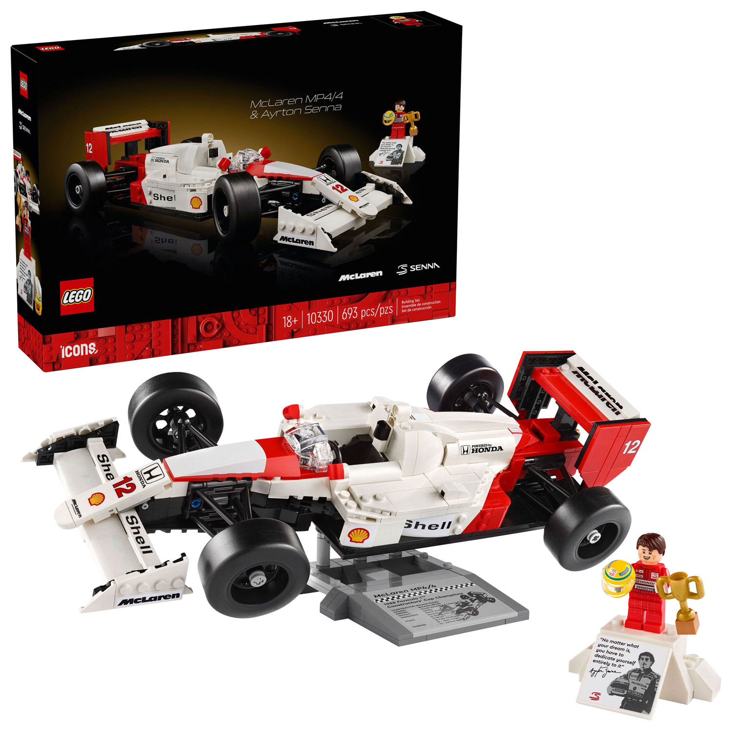 LEGO Icons: McLaren Model Car MP4/4 & Ayrton Senna - 693 Pieces