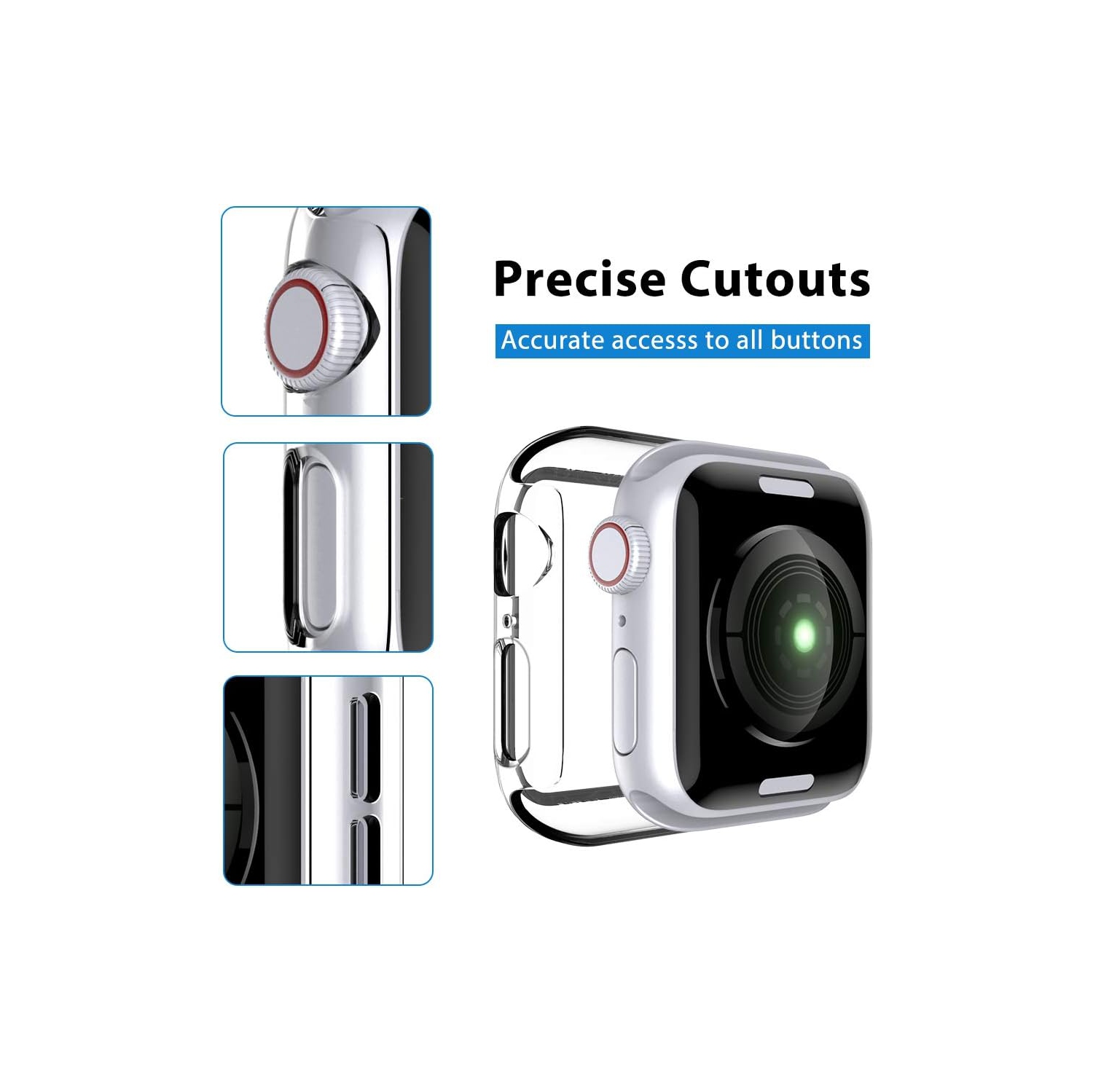 Ensemble de 2 étuis rigides en verre trempé pour Apple Watch Series se/6/5/4 44&nbsp;mm, [Touch Sensitive] [HD Ultra-Thin] Couverture complète pour