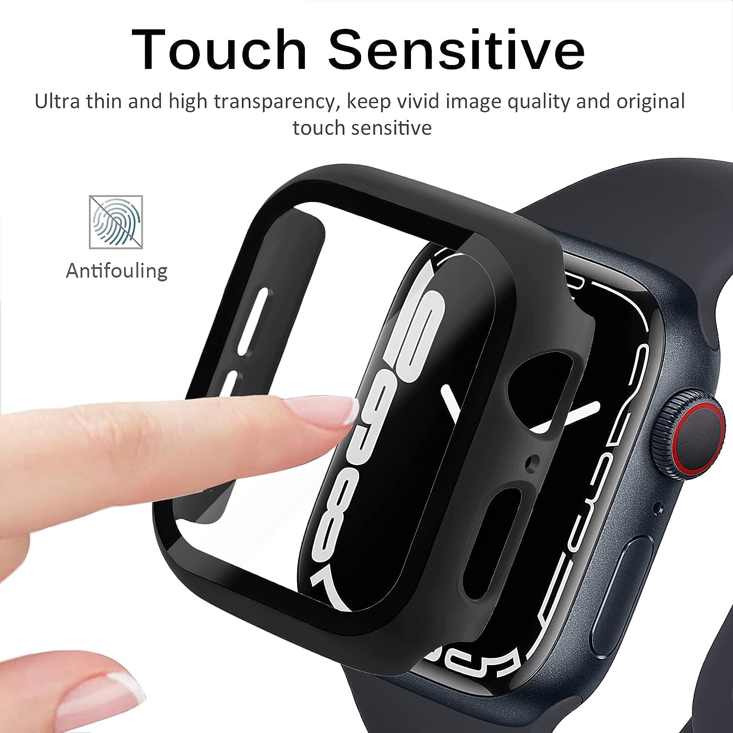 Ensemble de 2 étuis rigides en verre trempé pour Apple Watch Series se/6/5/4 44&nbsp;mm, [Touch Sensitive] [HD Ultra-Thin] Couverture de protection