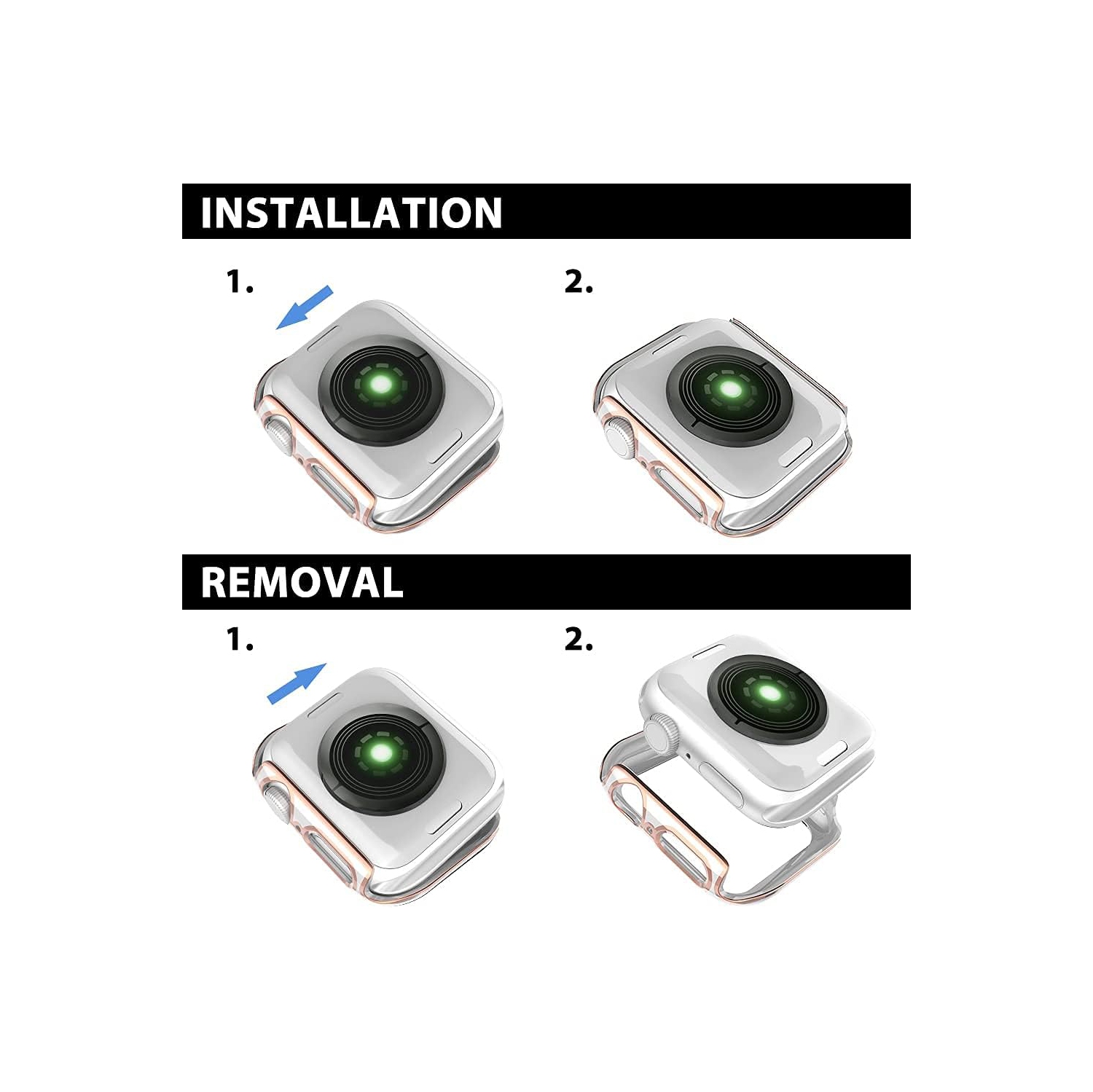 2pack – Étui transparent SuperShield compatible avec la montre Apple Watch Series 3 42&nbsp;mm de 2&nbsp;mm avec protecteur d’écran, protecteur