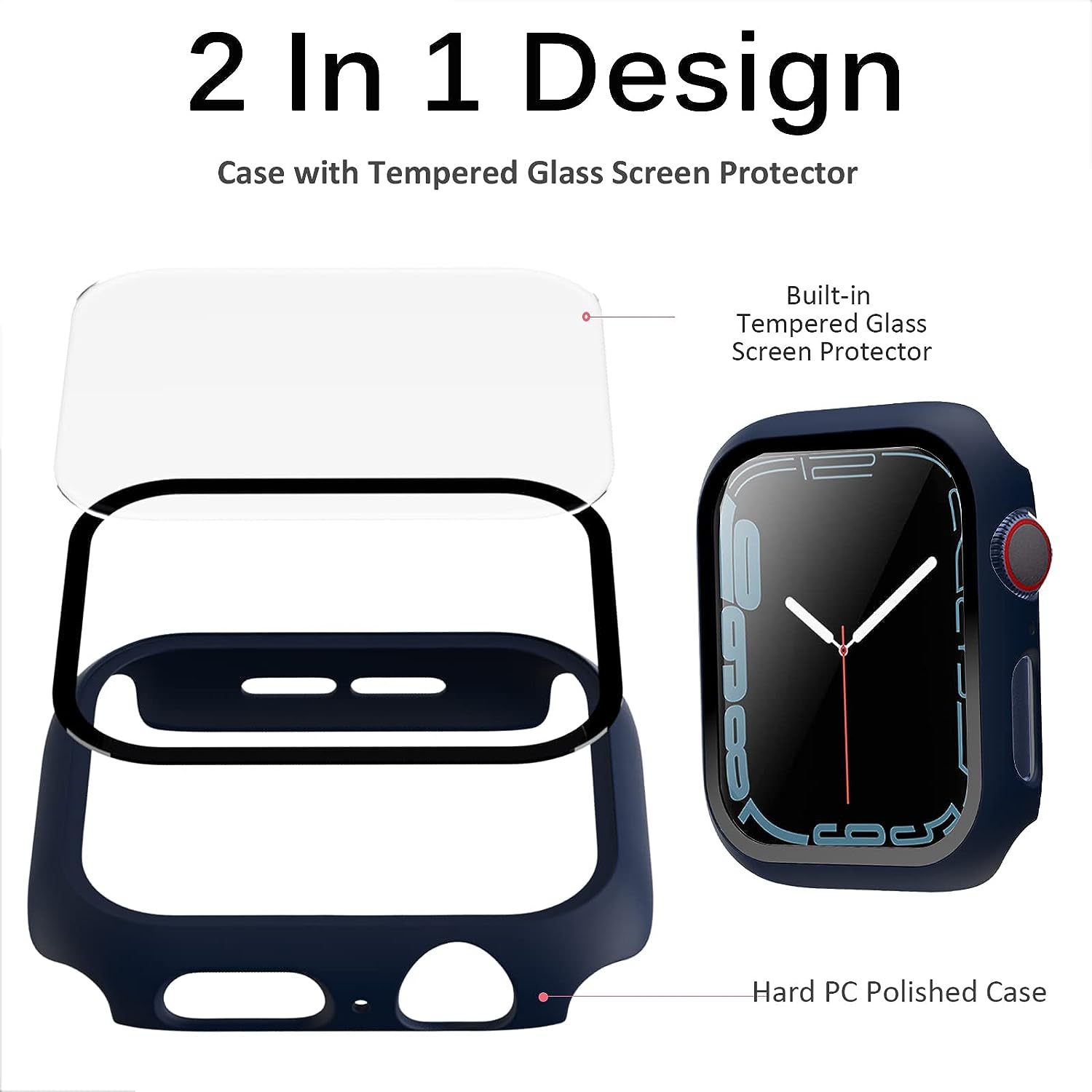 2Pack SuperShield Transparent Case Compatible with Apple Watch Series 3 Series 2 42mm with Screen Protector, iWatch Ultra Thin HD Tempered Glass