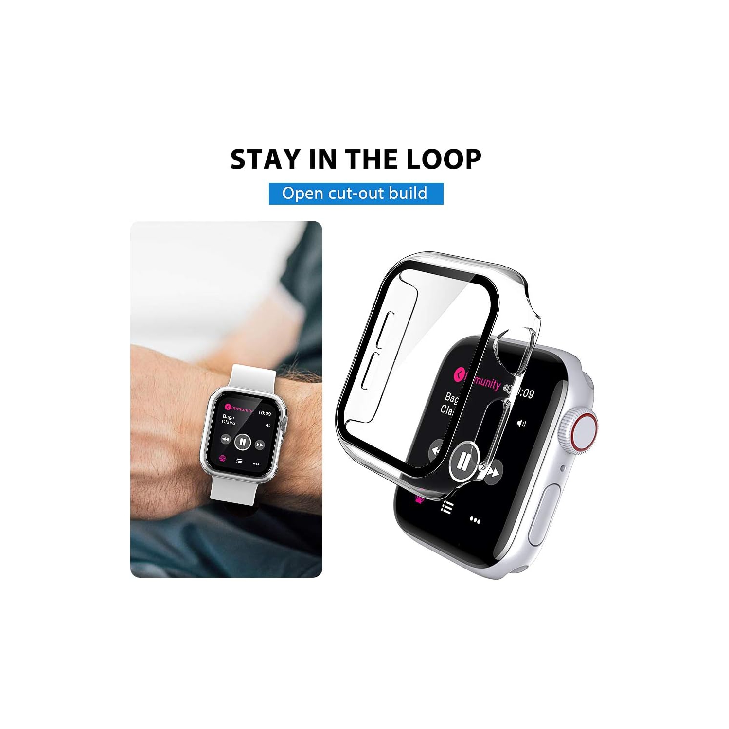 Ensemble de 2 étuis rigides Supershield compatibles avec les Apple Watch Series 8 7 41&nbsp;mm avec protecteur d’écran en verre trempé, étui