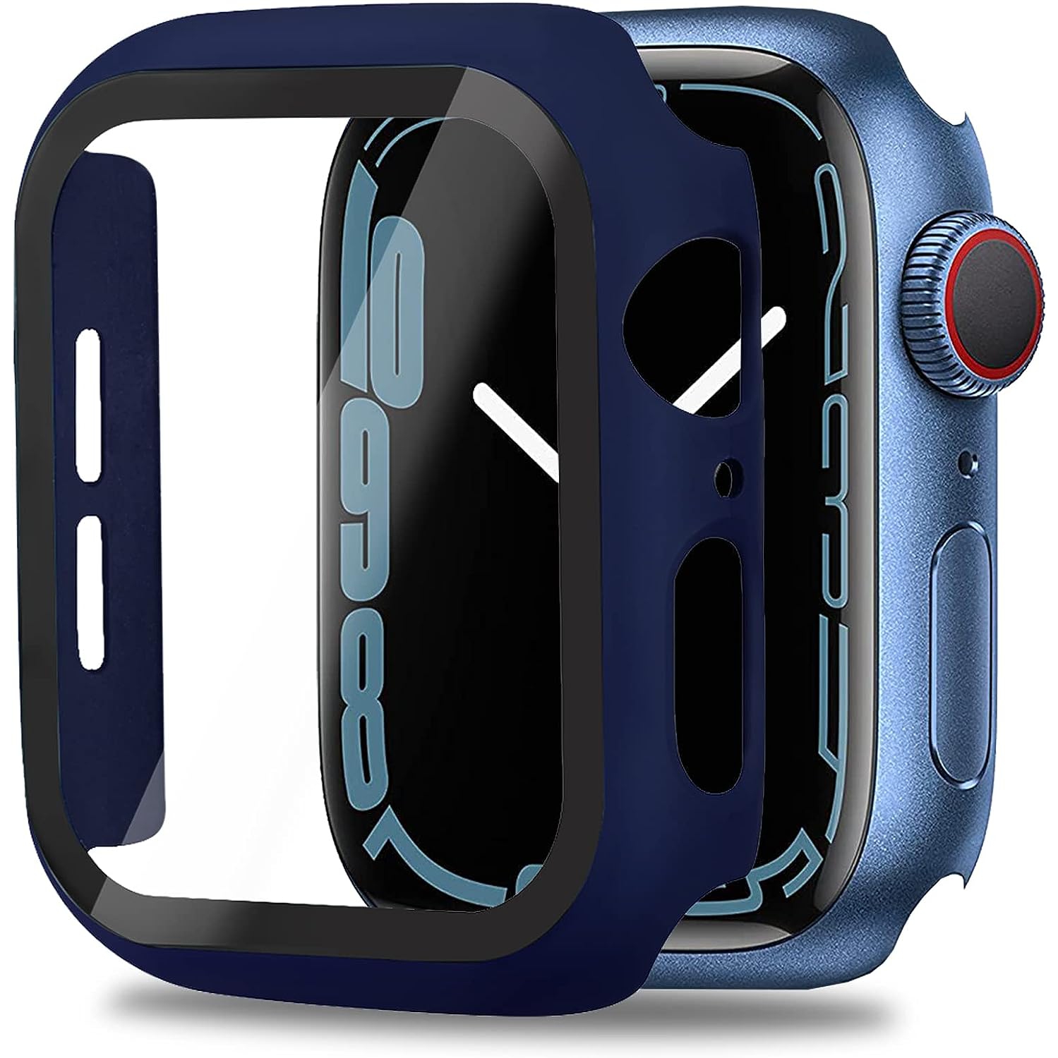 Ensemble de 2 étuis rigides Supershield compatibles avec les Apple Watch Series 8 41&nbsp;mm de 7&nbsp;mm avec protecteur d'écran en verre trempé,