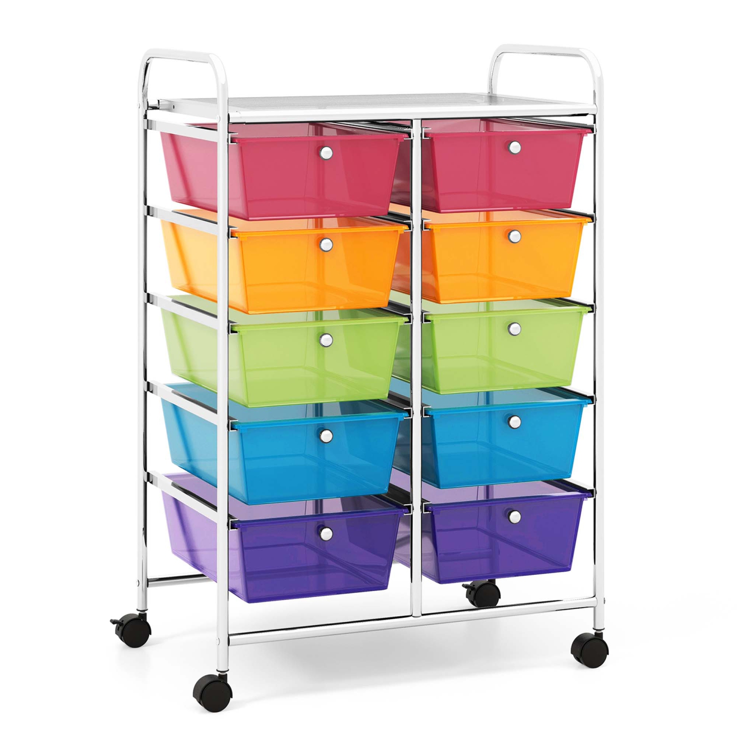 Costway 10-Drawer Storage Cart Utility Rolling Trolley Kitchen Office Organizer